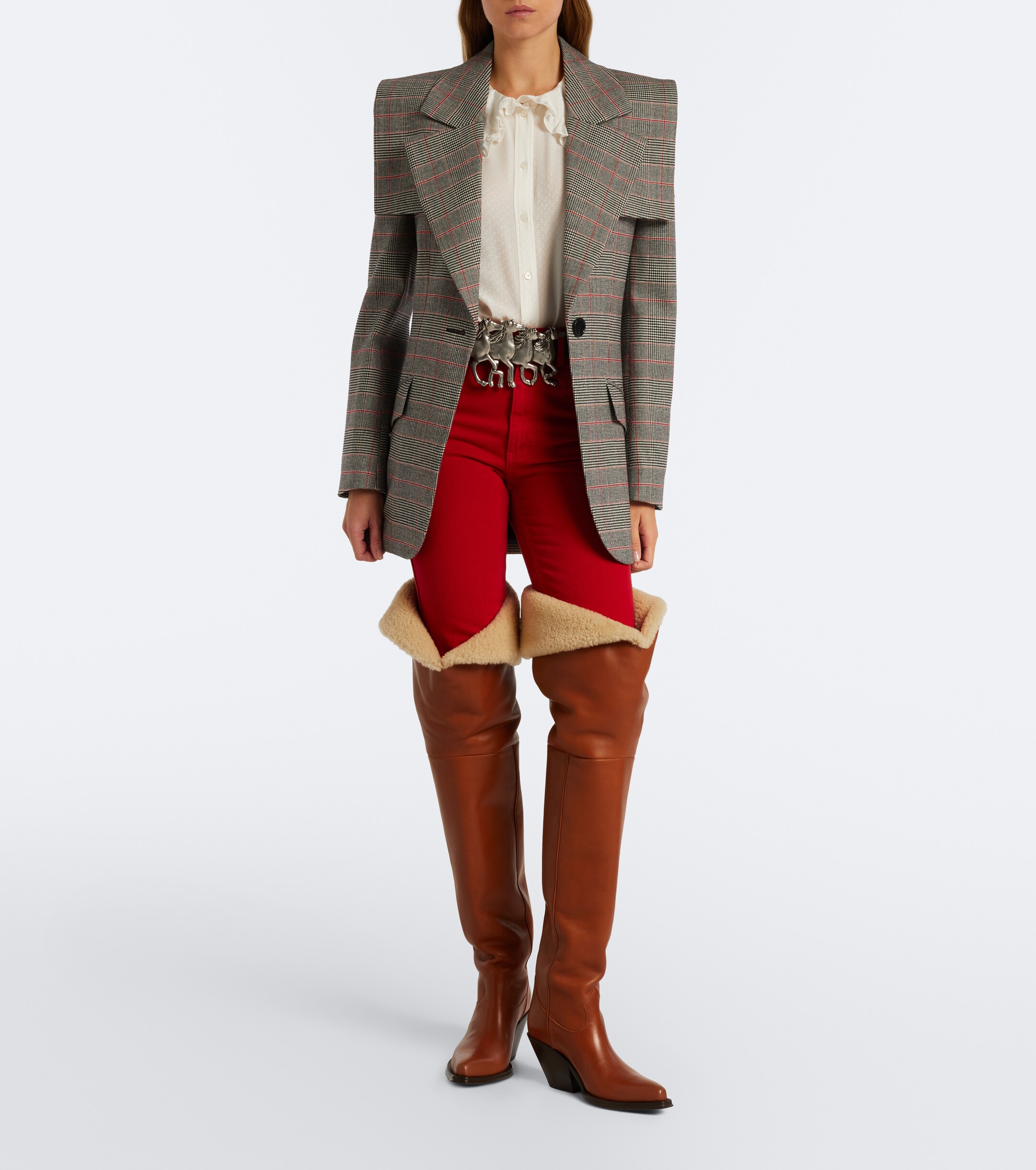 Chloé Chloé Prince of Wales Check wool-blend jacket