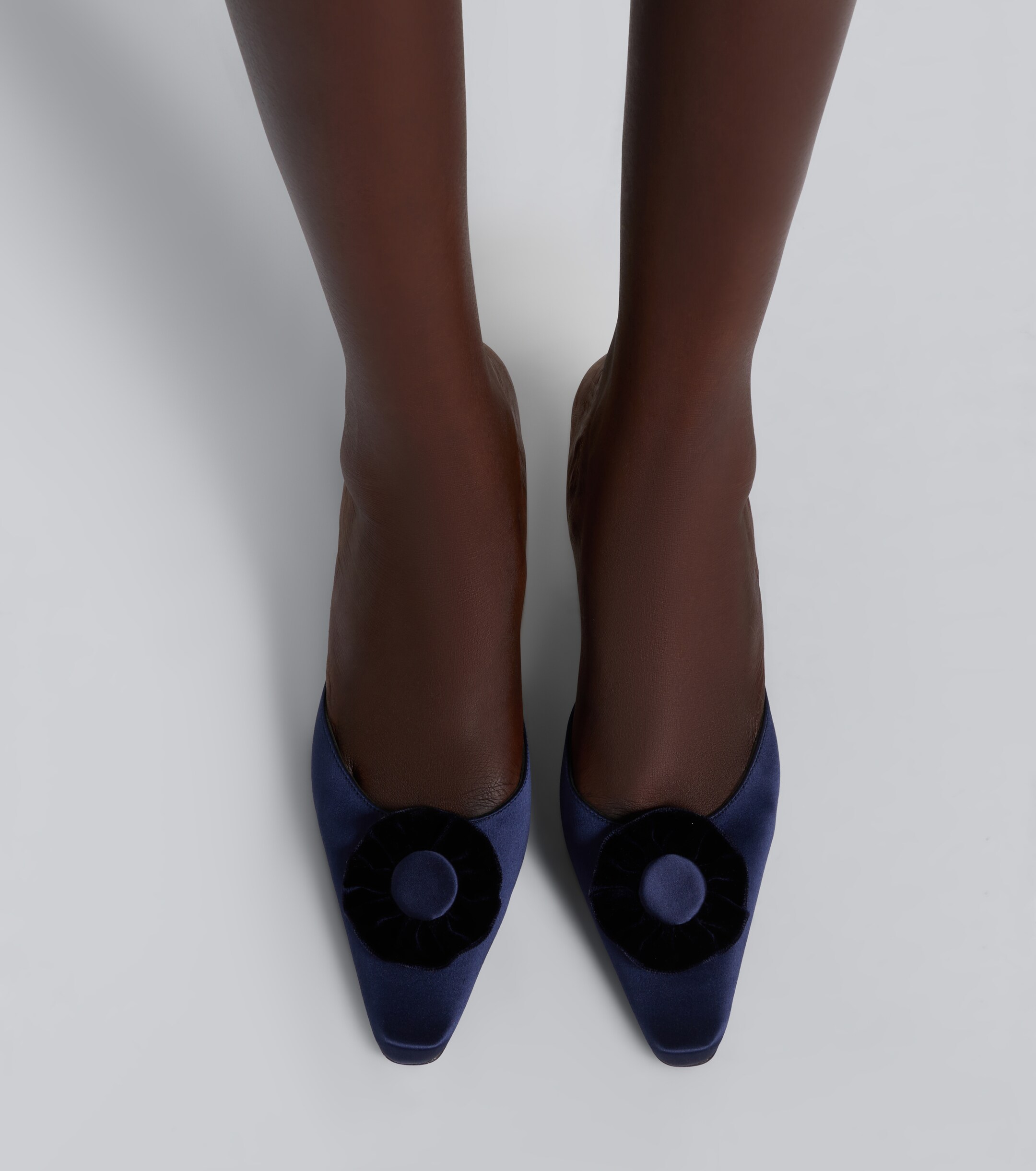 MANOLO BLAHNIK Manolo Blahnik Caulon floral-appliqué silk satin mules