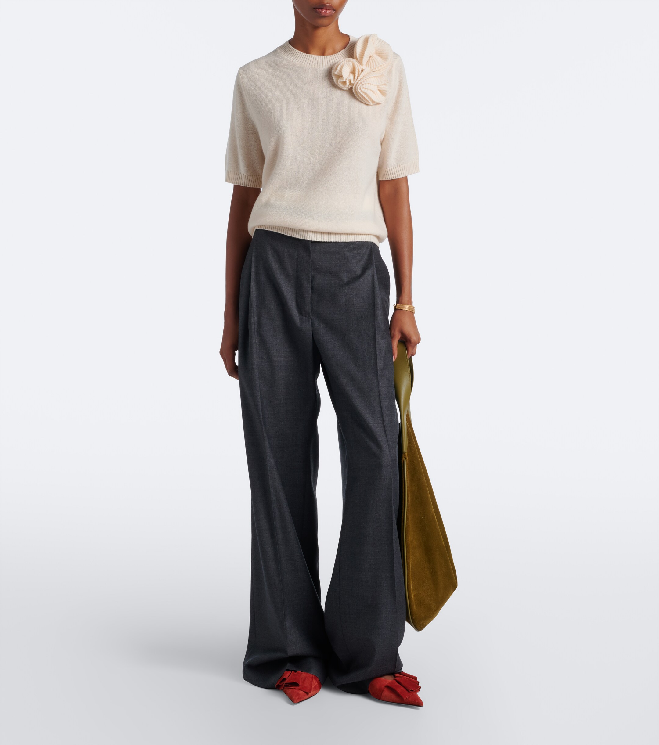 Jardin des Orangers Jardin des Orangers Floral-appliqué wool and cashmere sweater