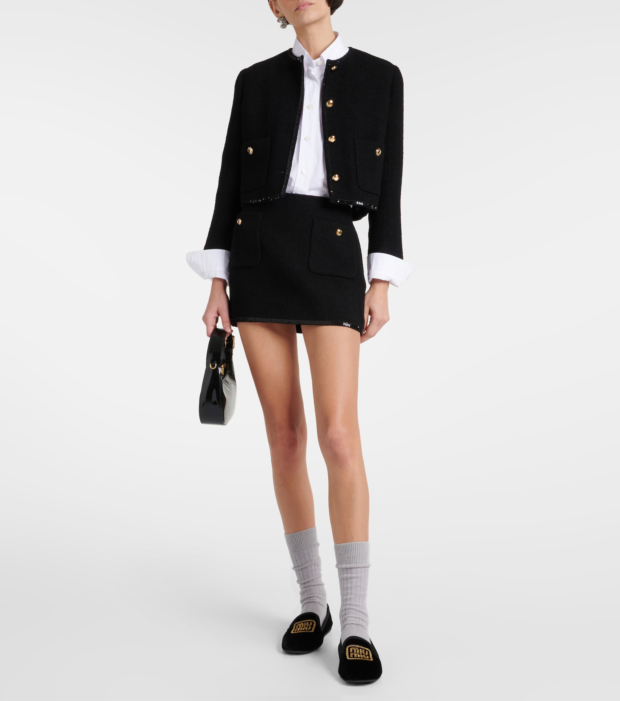 Miu Miu Cropped wool-blend tweed jacket
