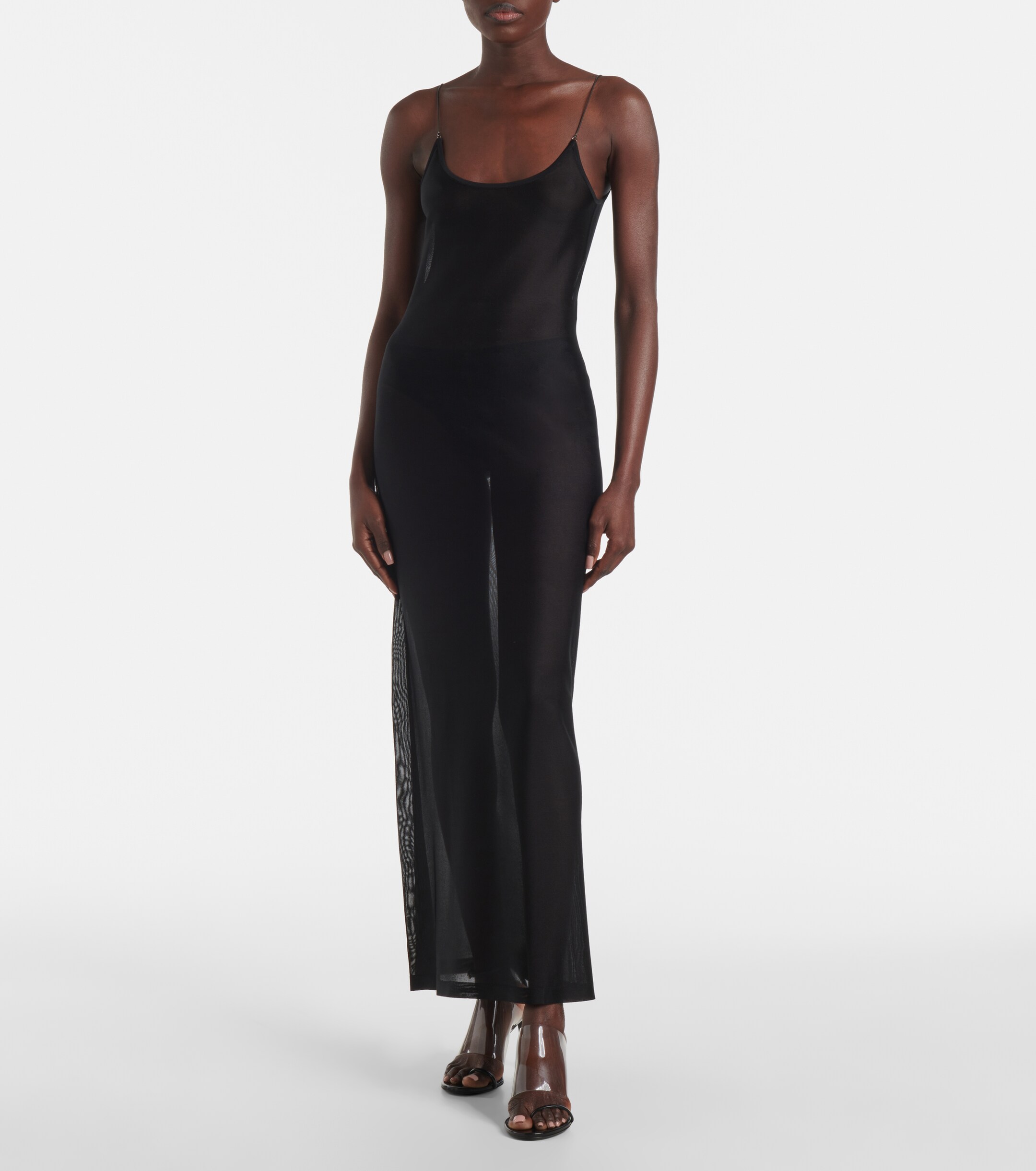 alaia sheer dress Alaa Molded Dress in Noir Alaia at Nordstrom, Size 44