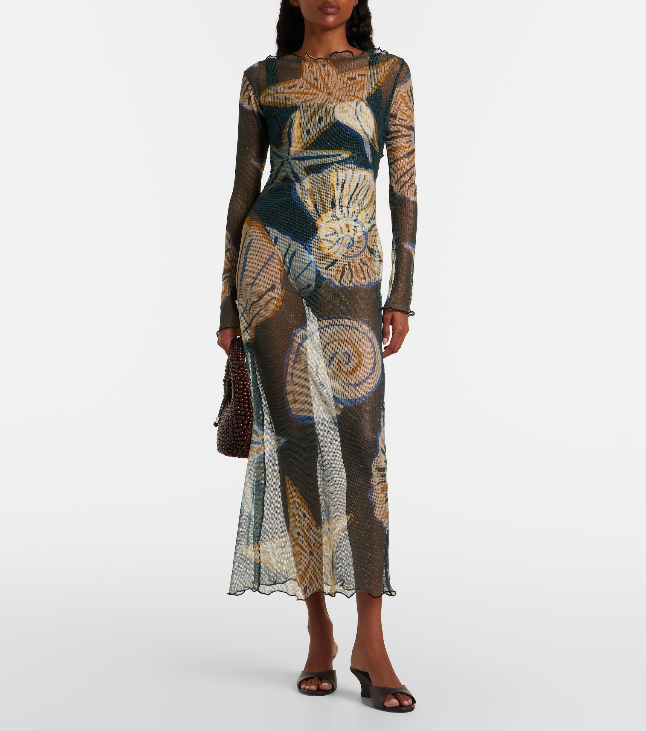 Cala de la Cruz Cala de la Cruz Ursa printed sheer beach dress