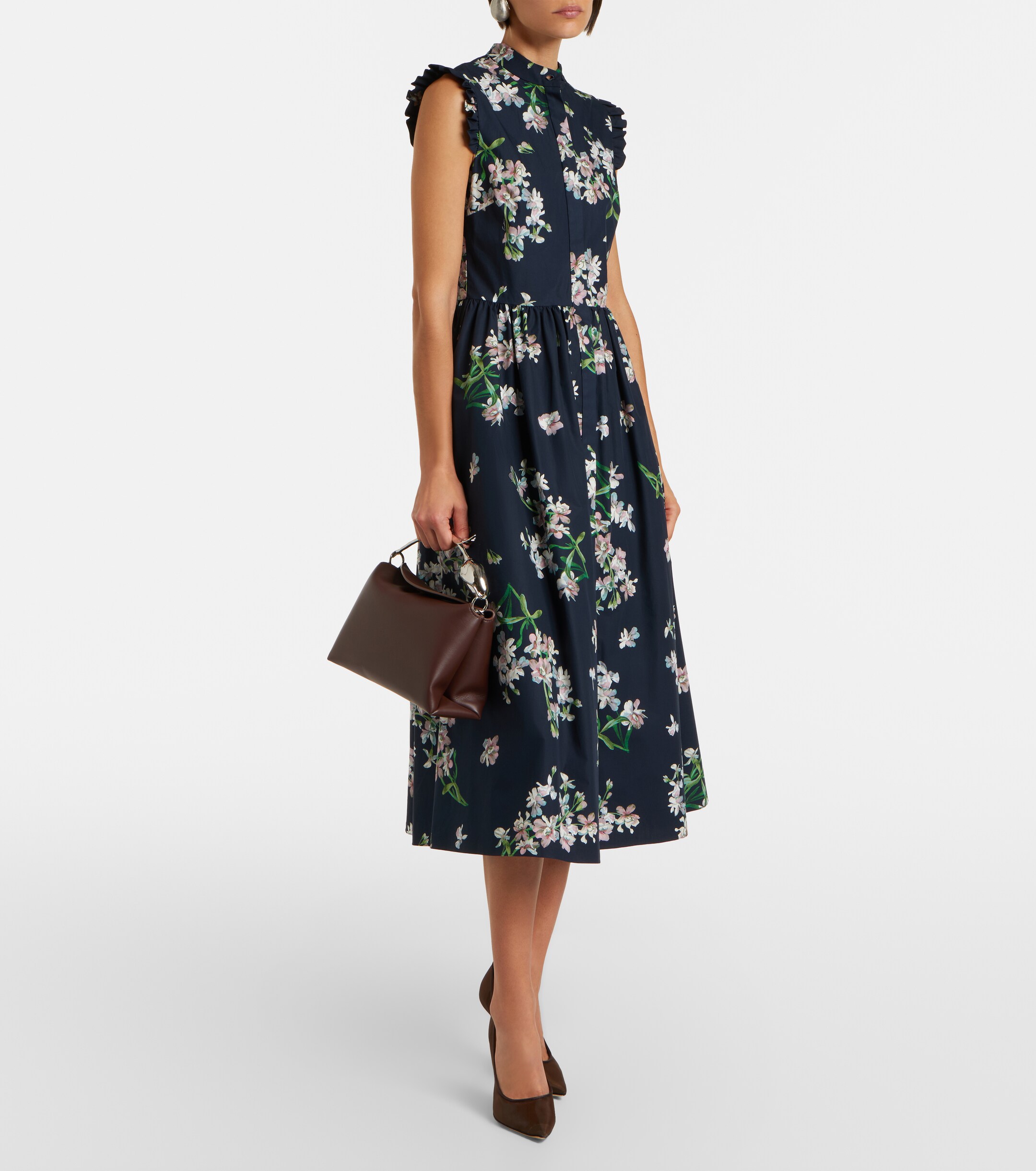 Erdem Bloom Midi leather top-handle bag