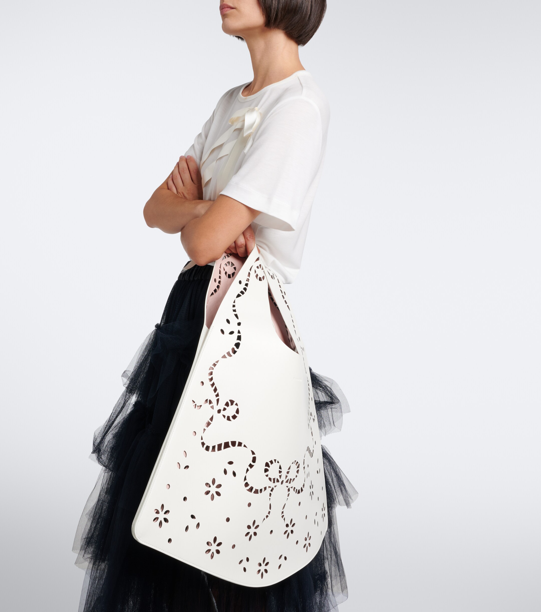 Simone Rocha Laser-cut leather shopper
