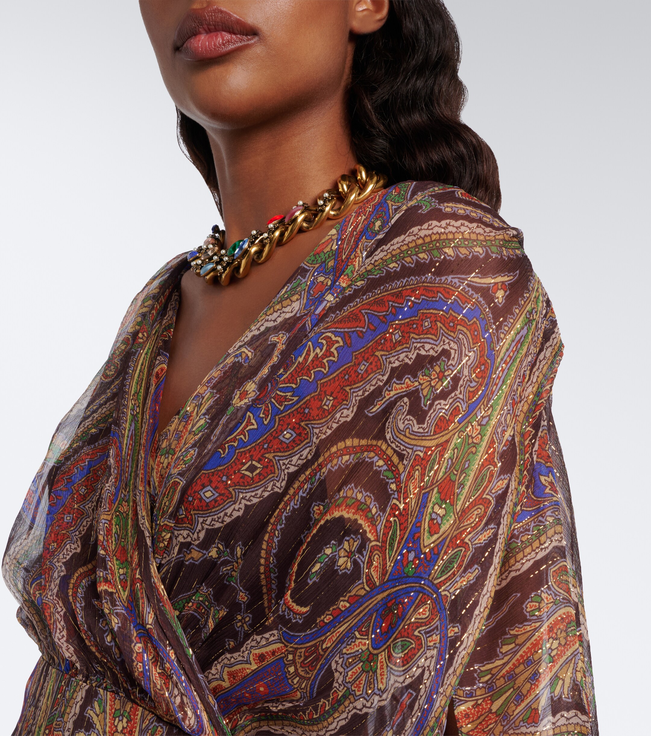 Etro Etro Paisley ruffled silk-blend crêpon maxi dress