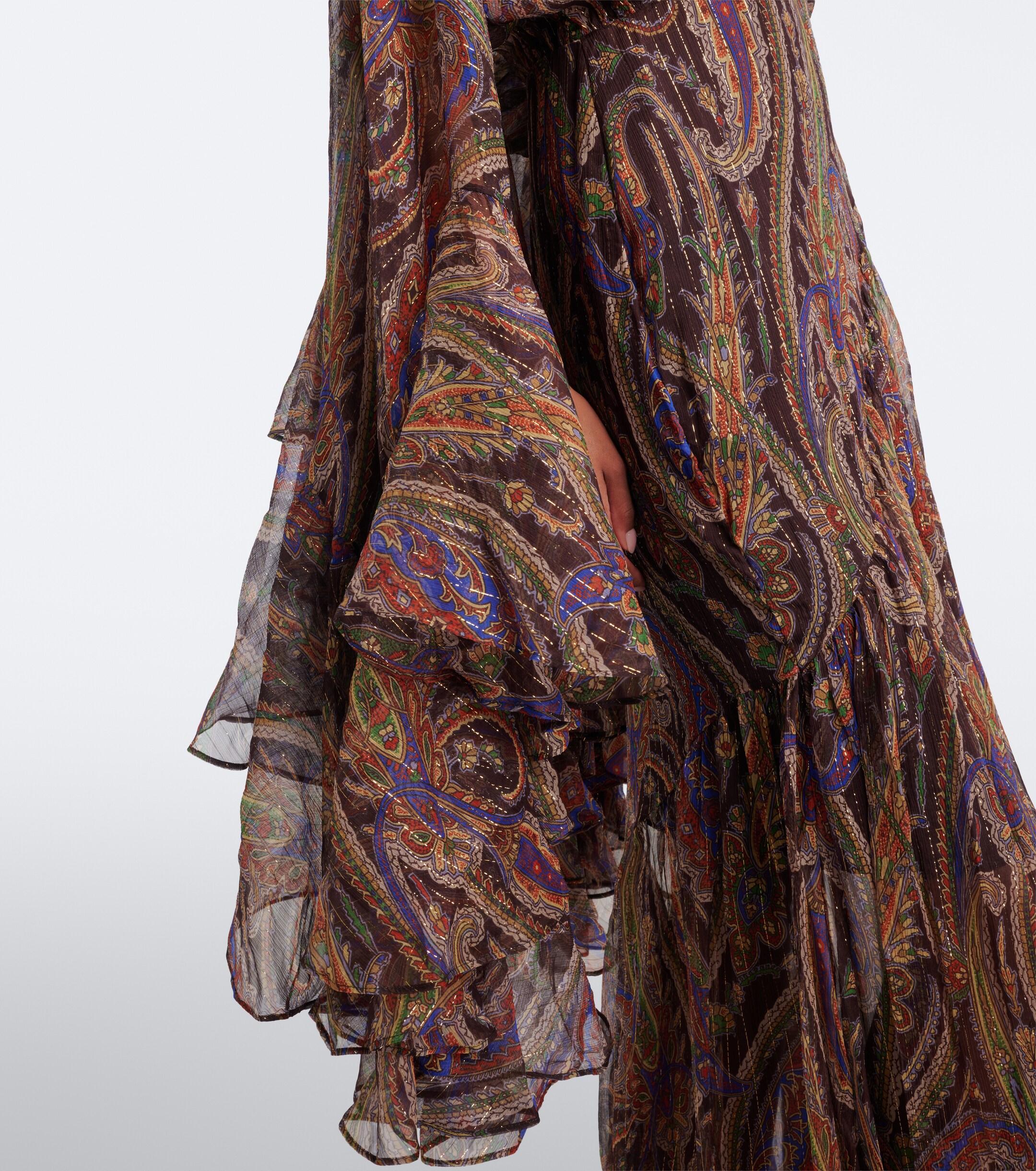 Etro Etro Paisley ruffled silk-blend crêpon maxi dress