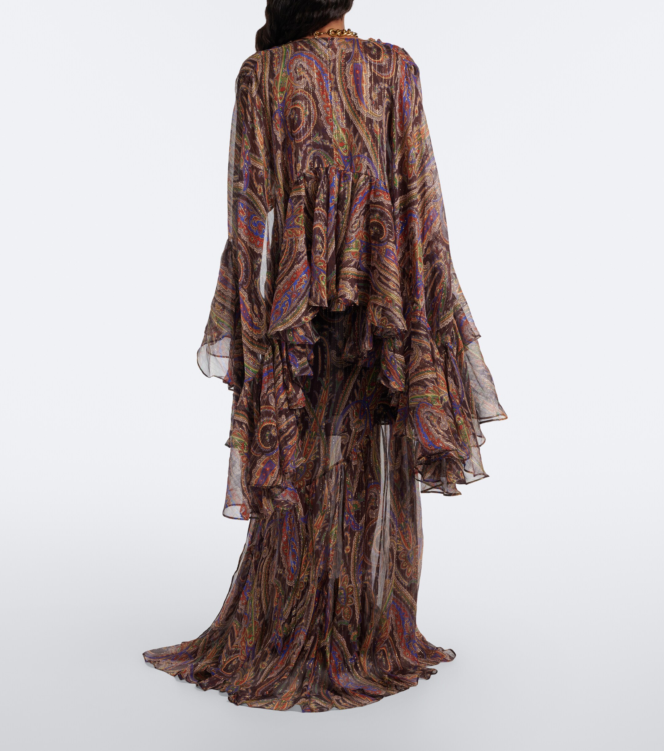 Etro Etro Paisley ruffled silk-blend crêpon maxi dress