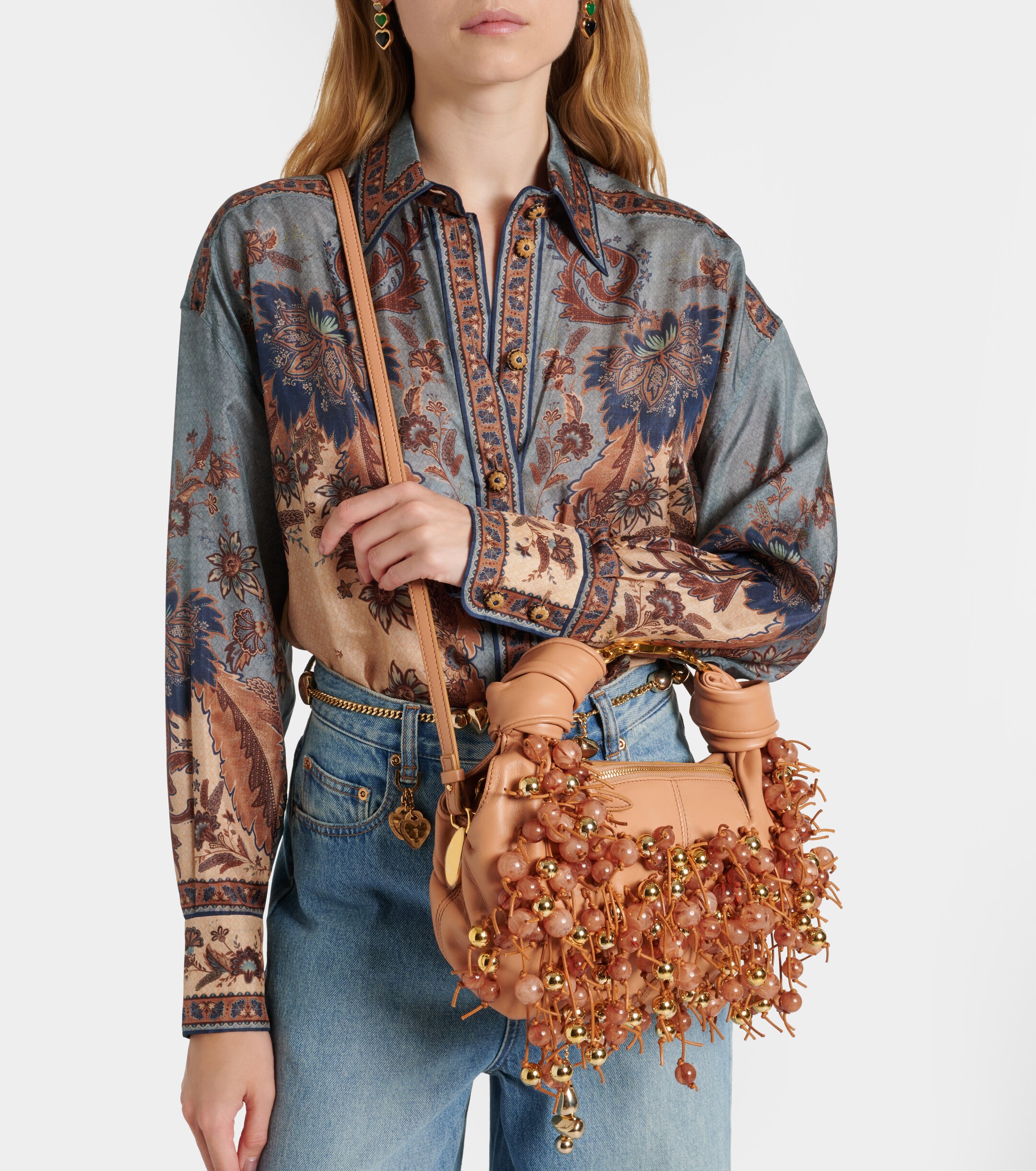 Zimmermann Foam beaded leather shoulder bag
