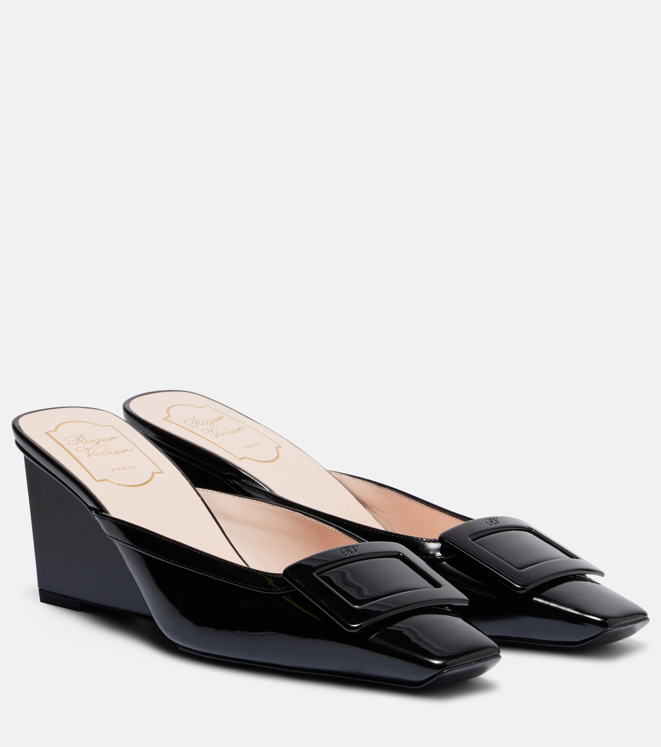 ROGER VIVIER - Belle Vivier 60 leather wedge mules | Plush