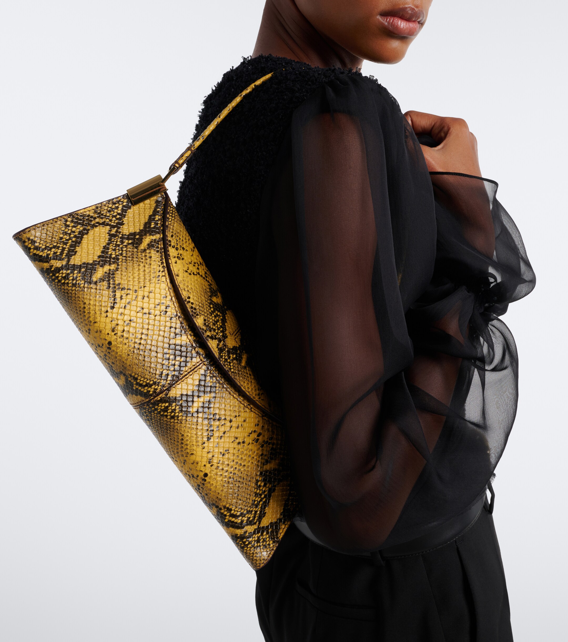 Balmain 64-83 Small snake-effect leather shoulder bag