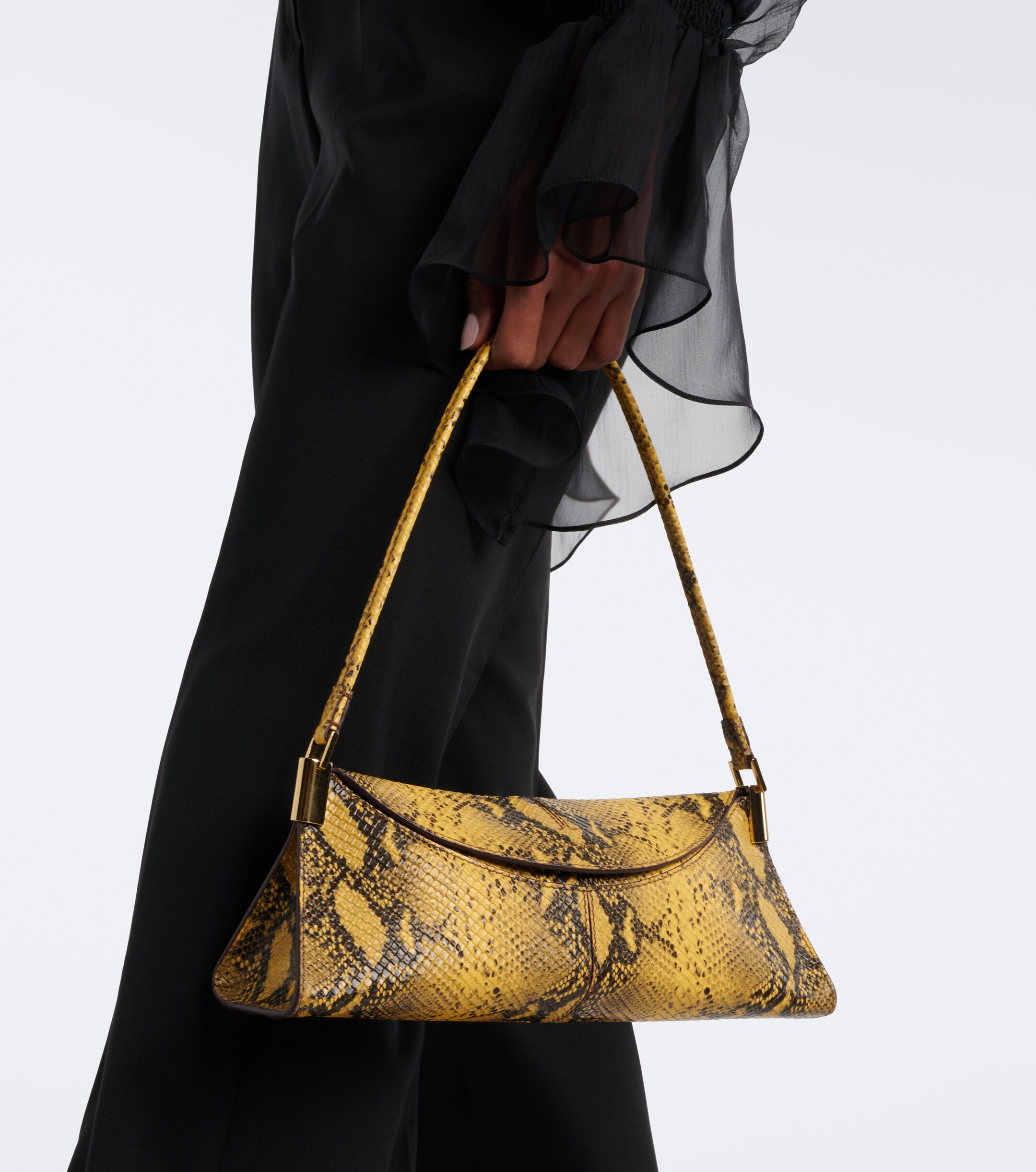 Balmain 64-83 Small snake-effect leather shoulder bag