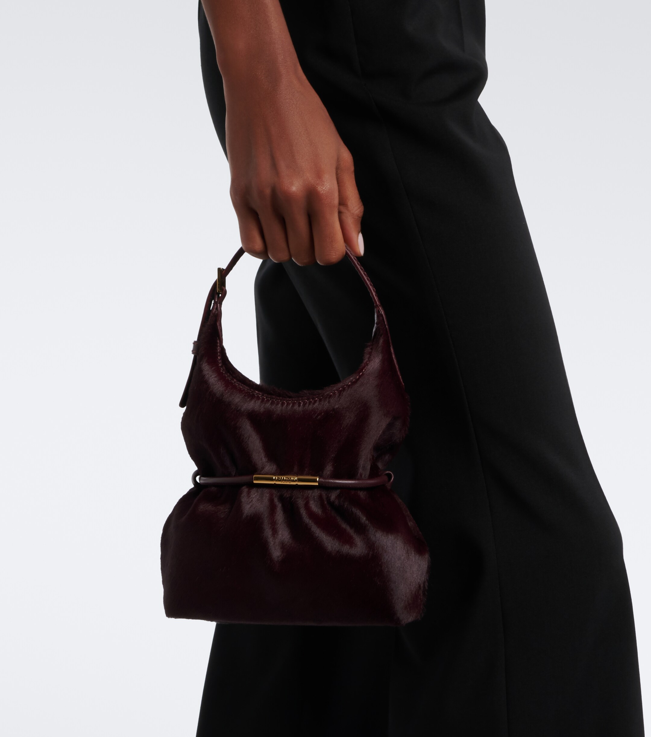 Balmain Balmain Sphynx Mini calf hair top-handle bag