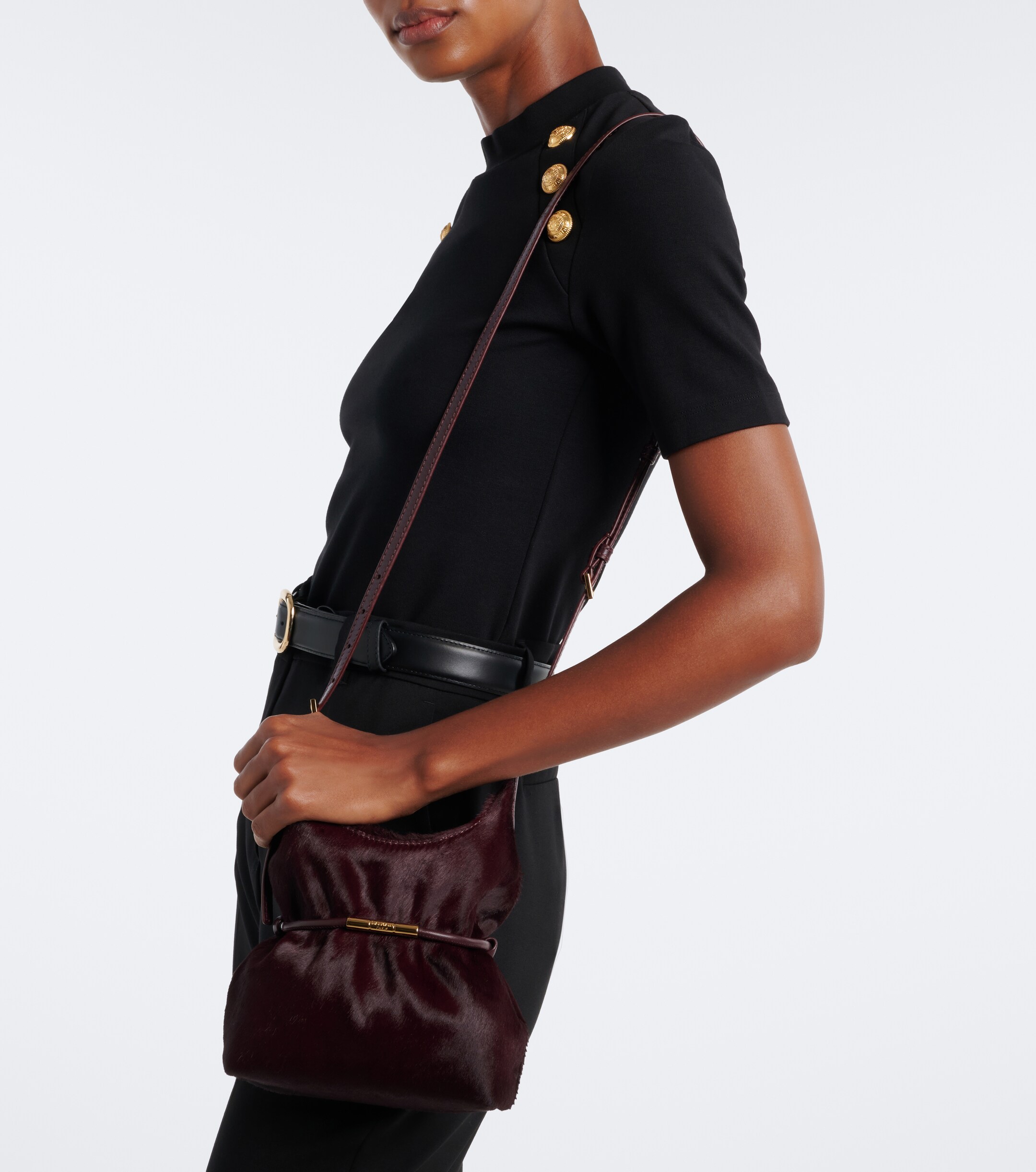 Balmain Balmain Sphynx Mini calf hair top-handle bag