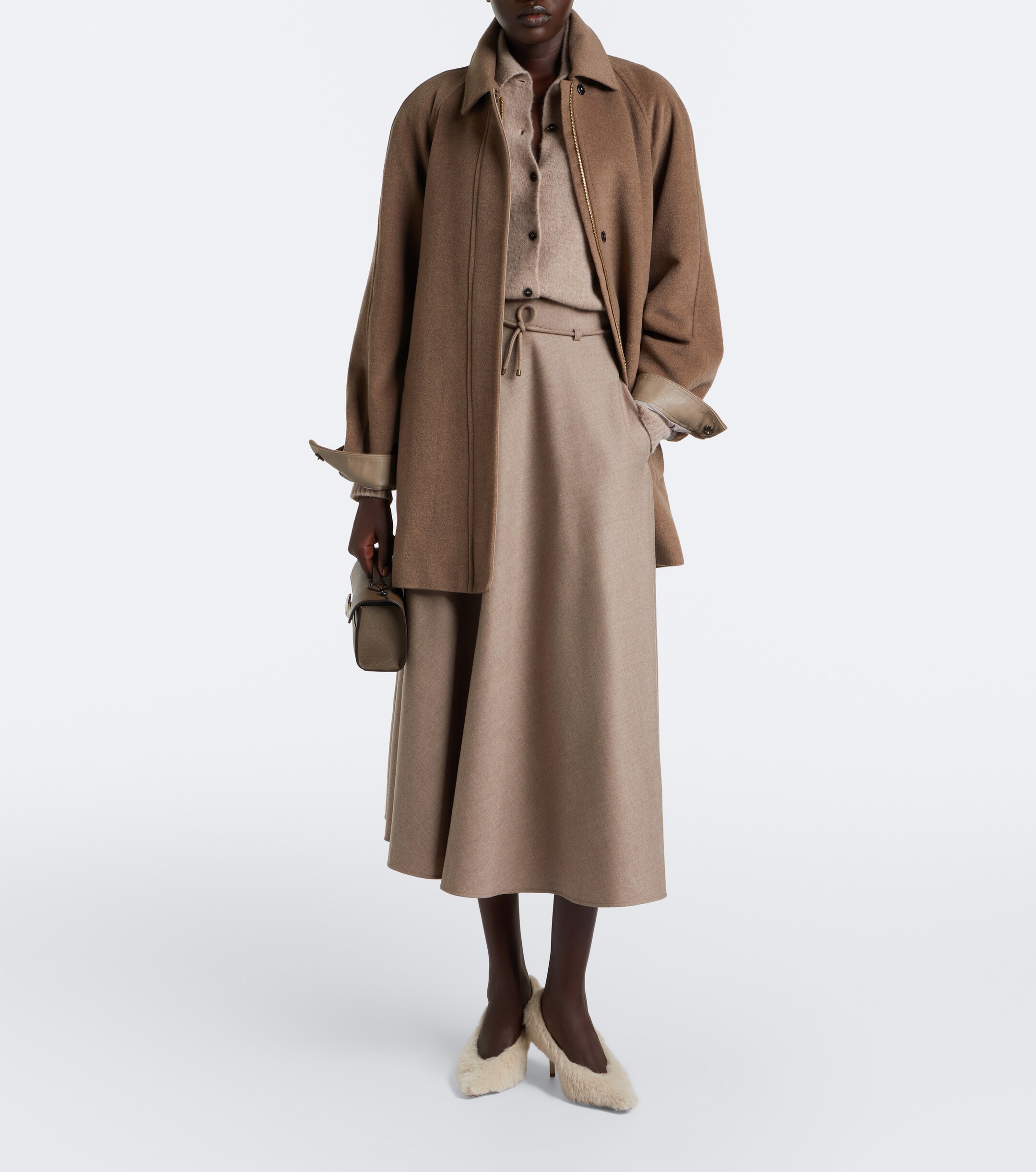 Max Mara Max Mara Belted cashmere-blend midi skirt