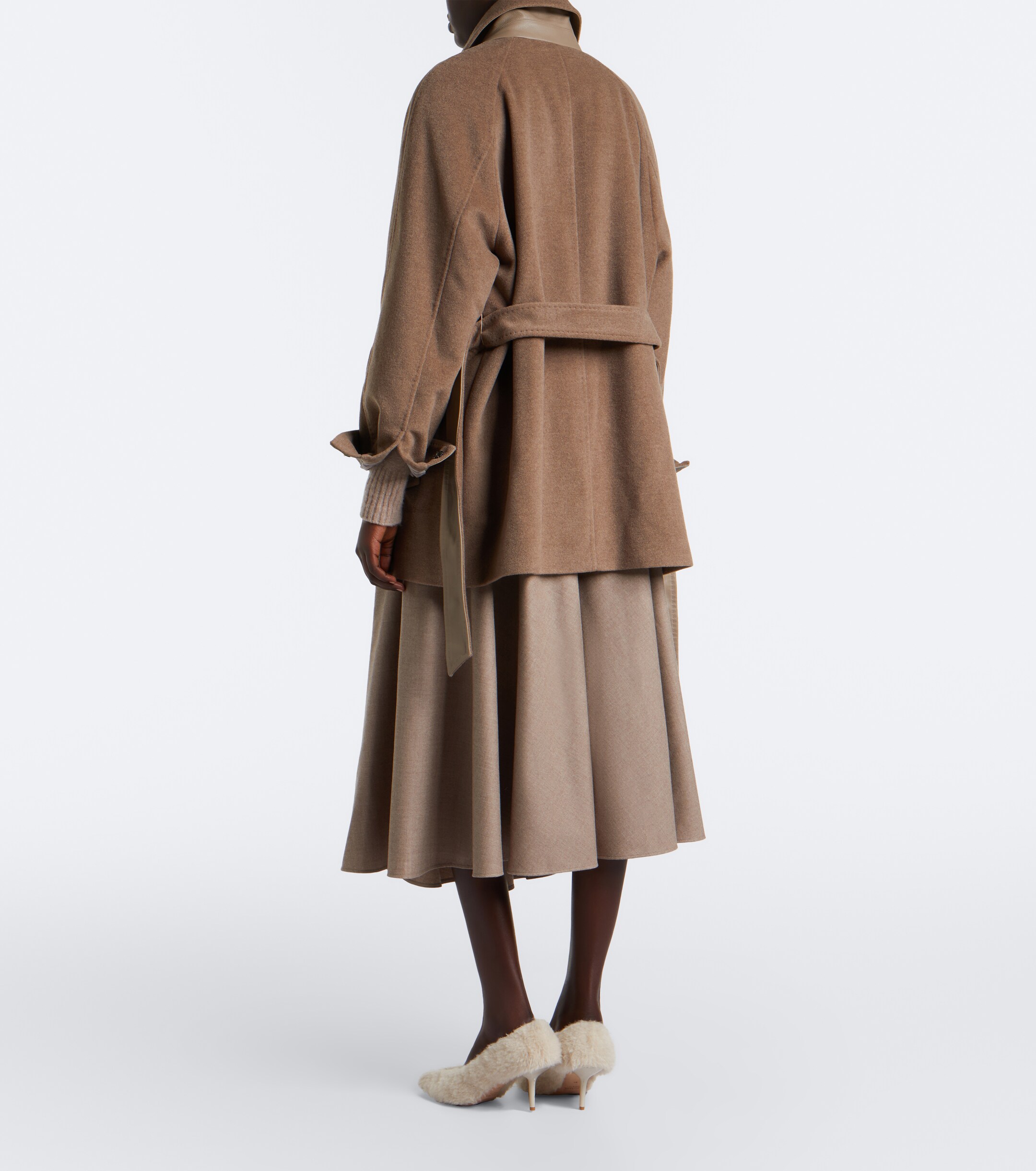 Max Mara Max Mara Belted cashmere-blend midi skirt