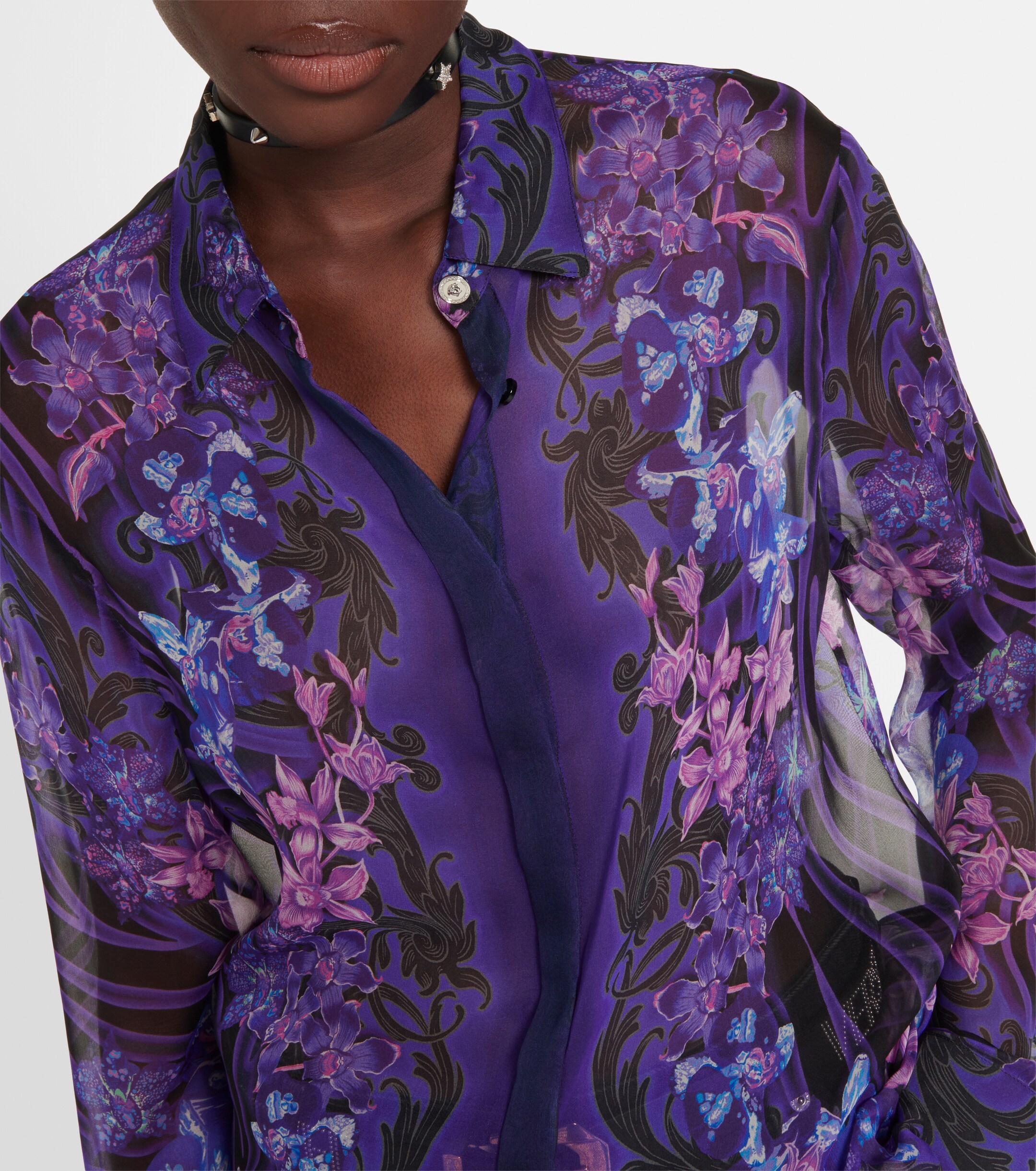 Versace Floral silk chiffon shirt