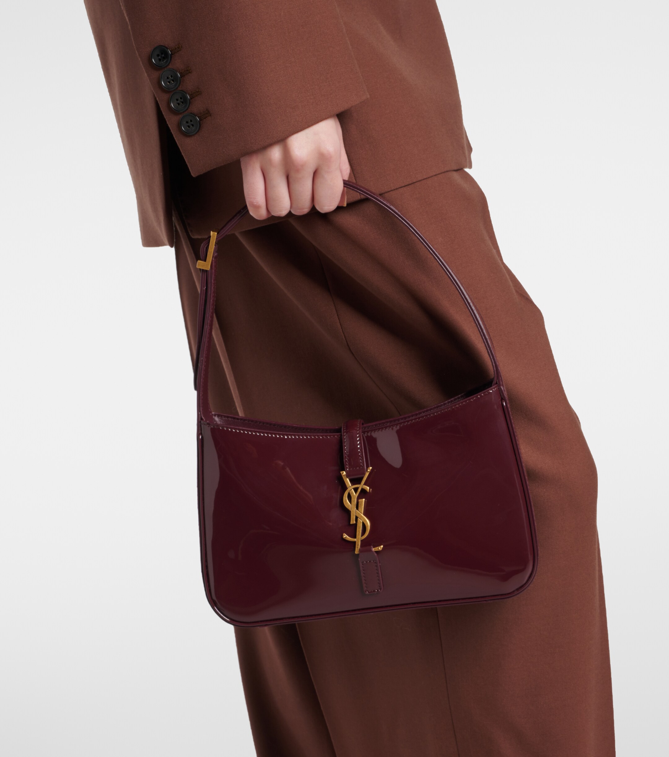 Saint Laurent Le 5 à 7 patent leather shoulder bag
