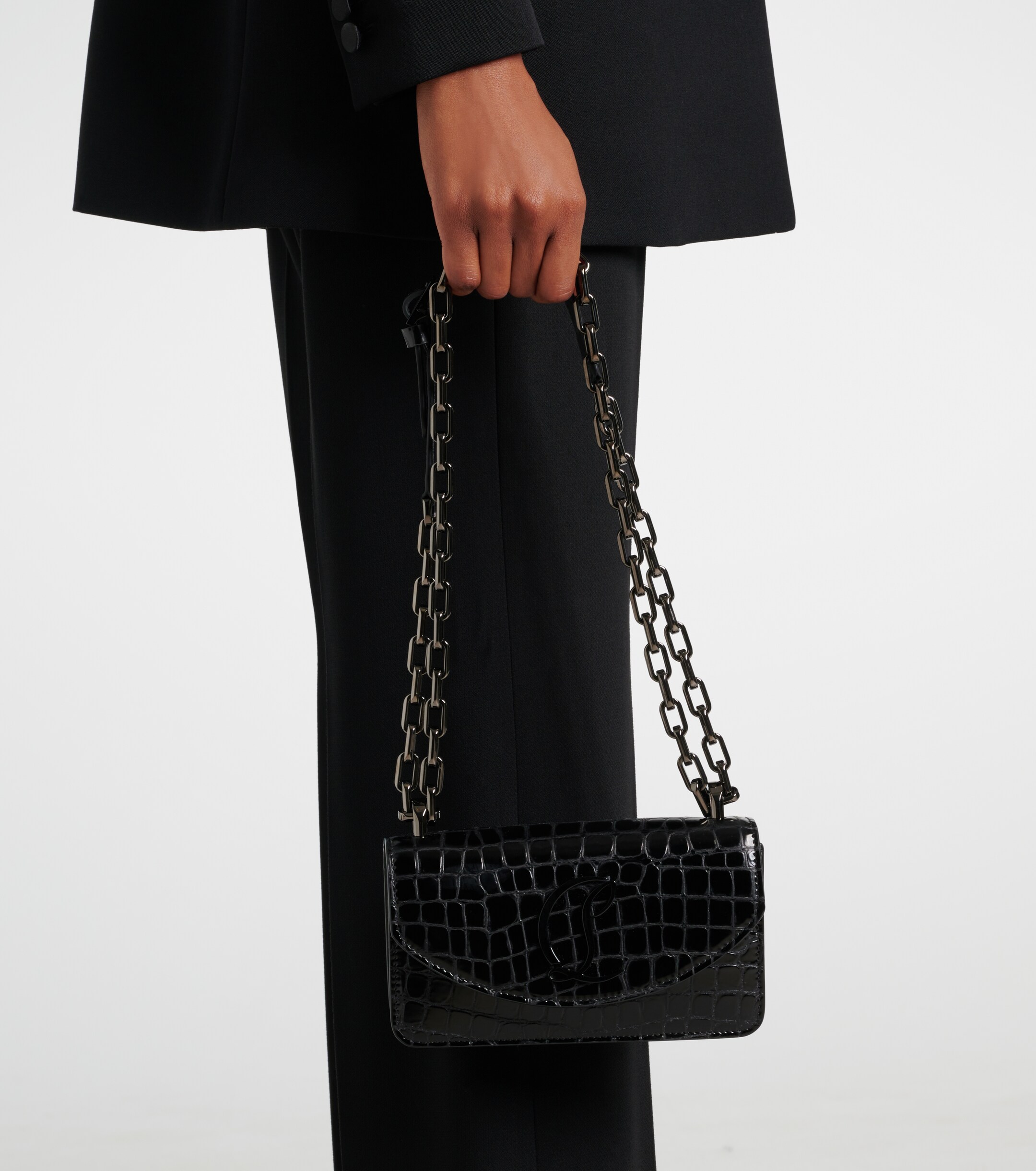 CHRISTIAN LOUBOUTIN Loubi54 croc-effect leather shoulder bag