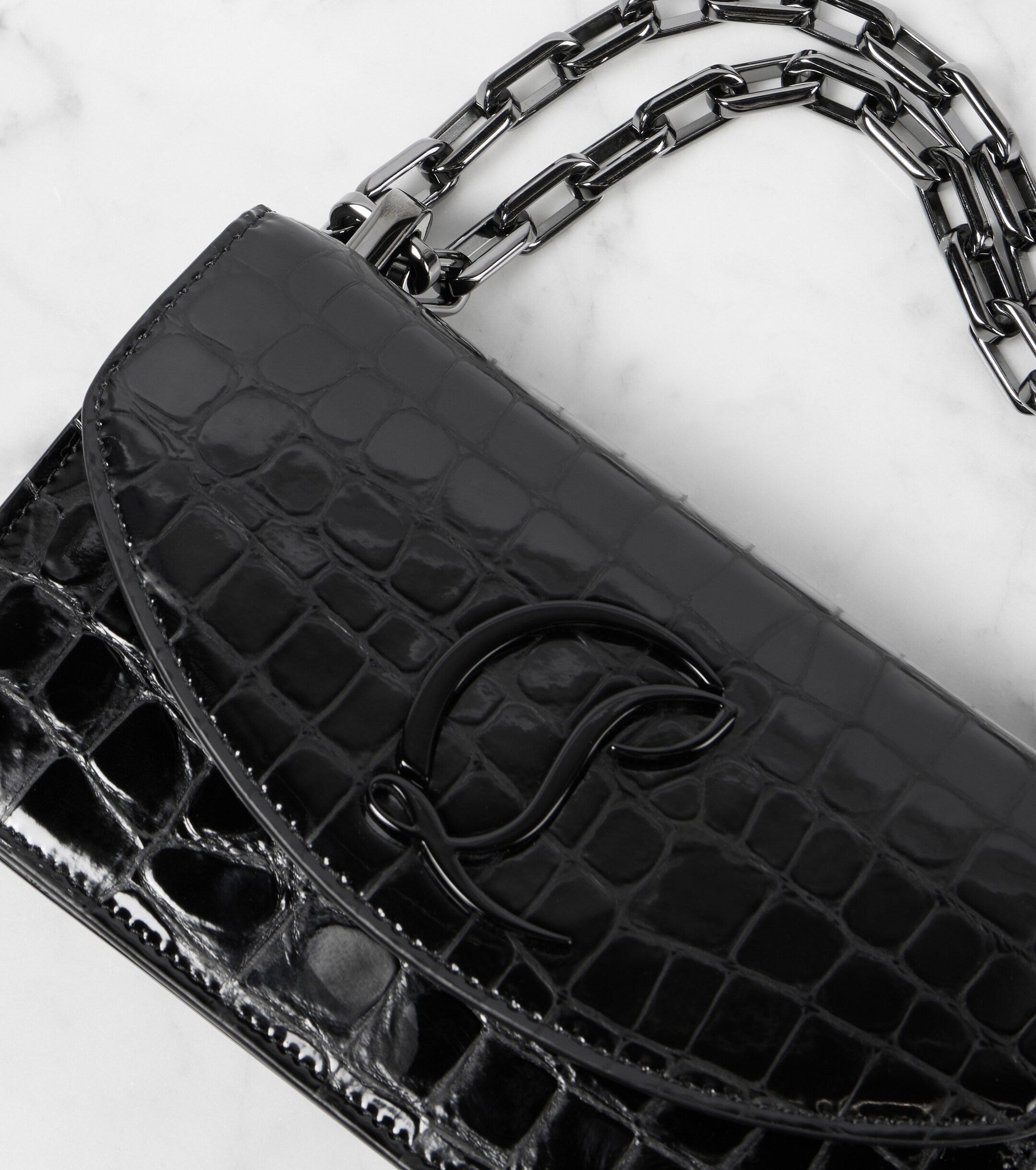 CHRISTIAN LOUBOUTIN Loubi54 croc-effect leather shoulder bag