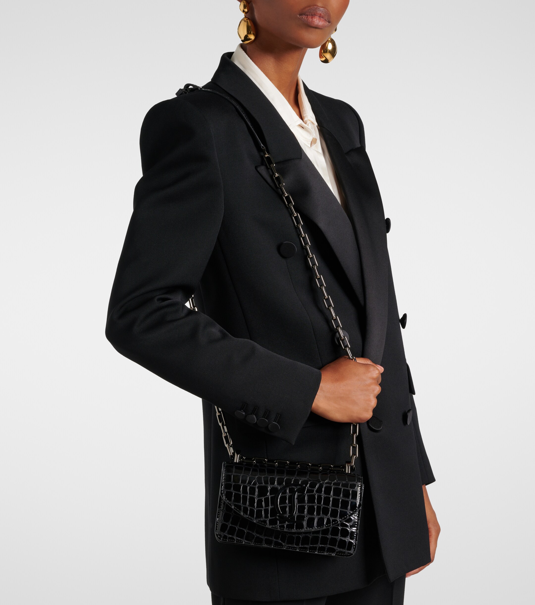 CHRISTIAN LOUBOUTIN Loubi54 croc-effect leather shoulder bag