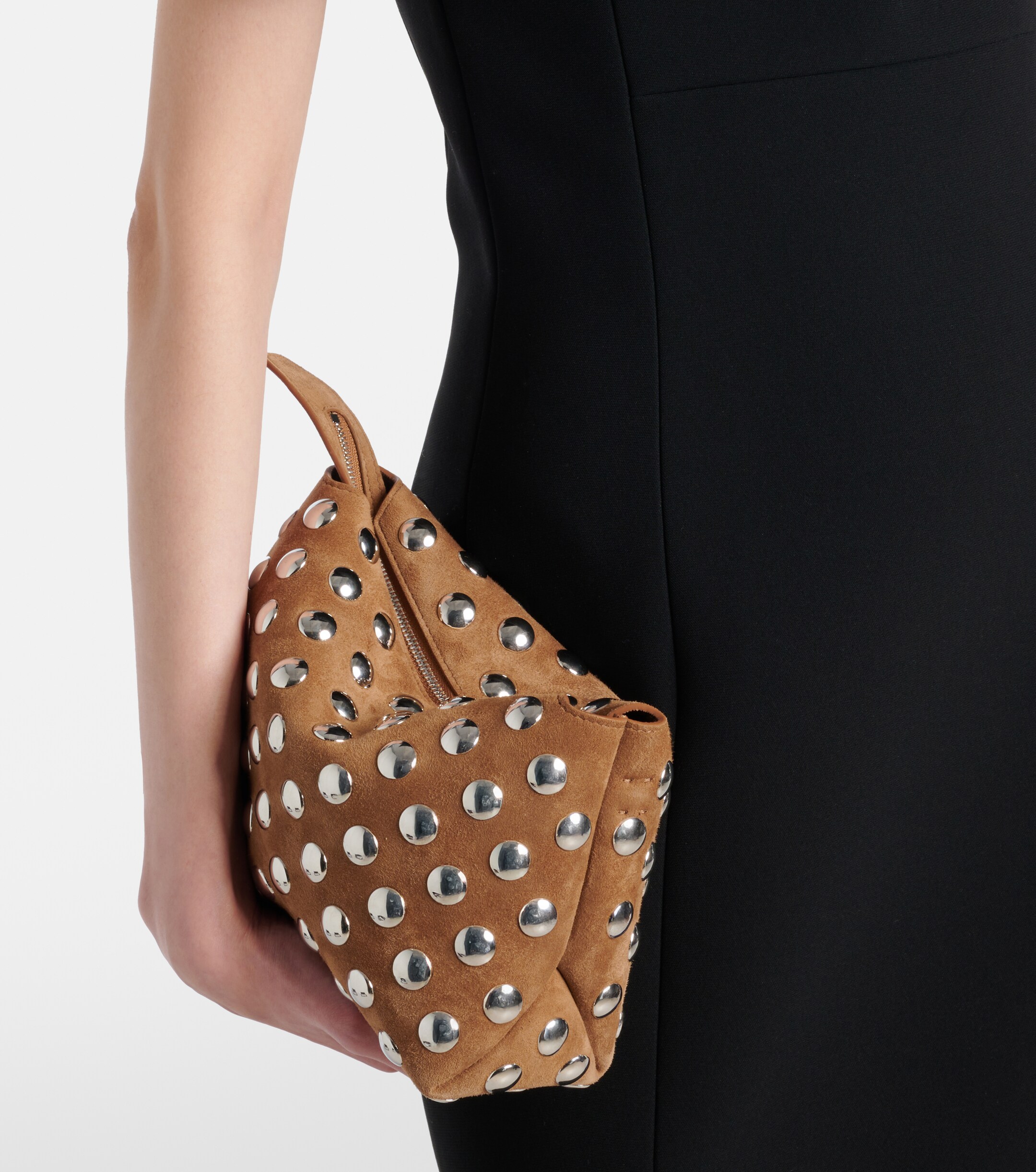 KHAITE Lina Medium studded suede crossbody bag