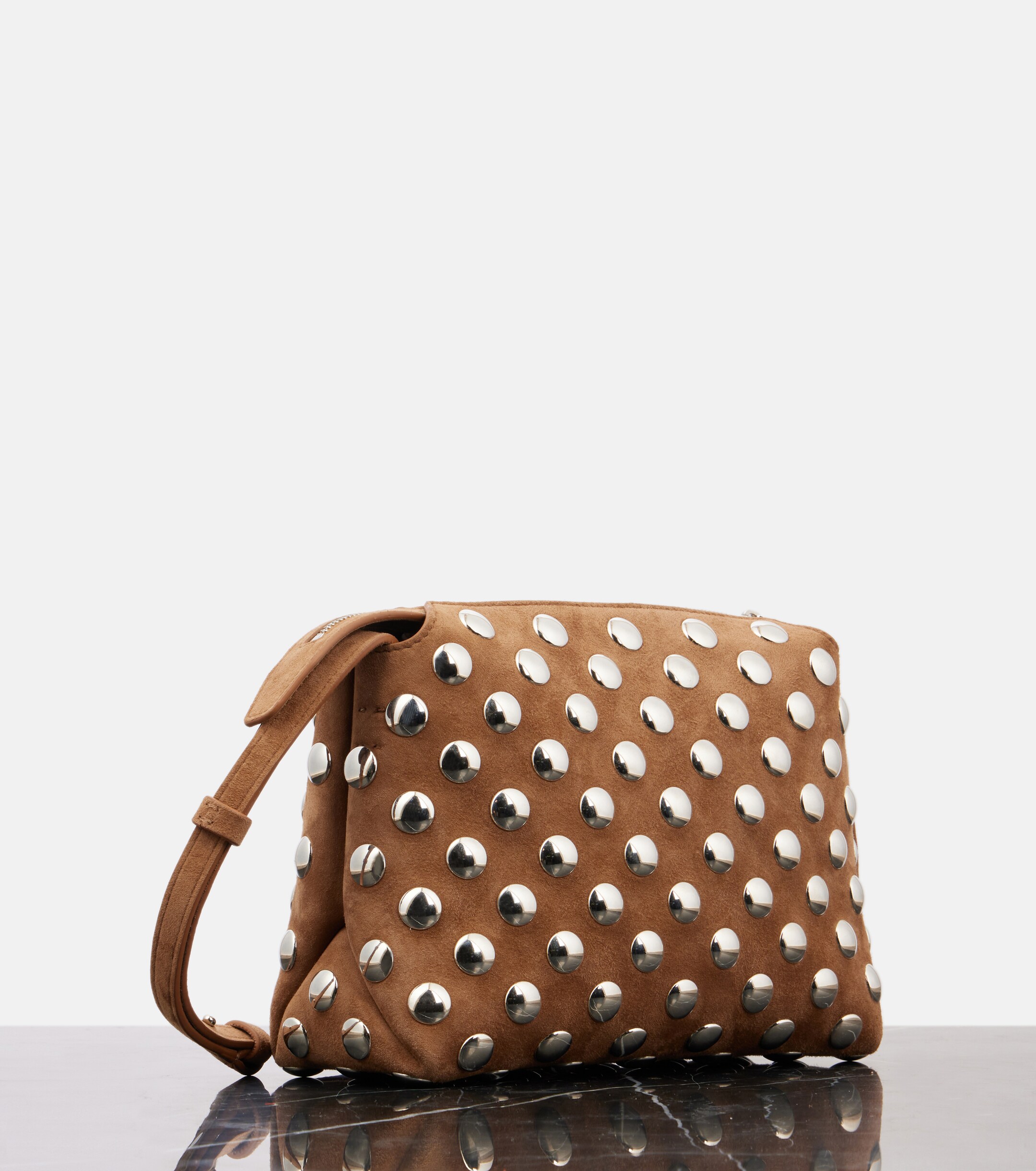 KHAITE Lina Medium studded suede crossbody bag