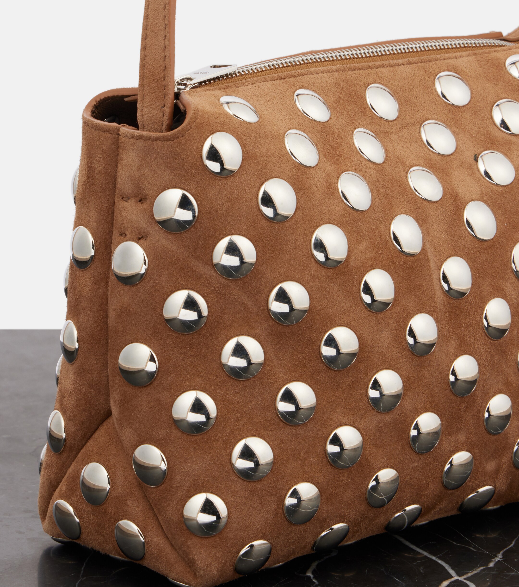 KHAITE Lina Medium studded suede crossbody bag