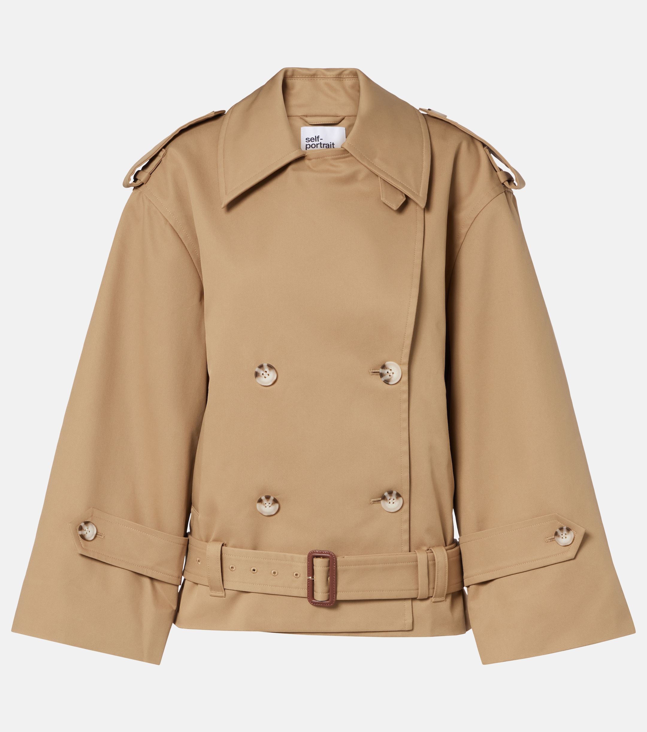 self-portrait Cropped gabardine trench coat thumbnail