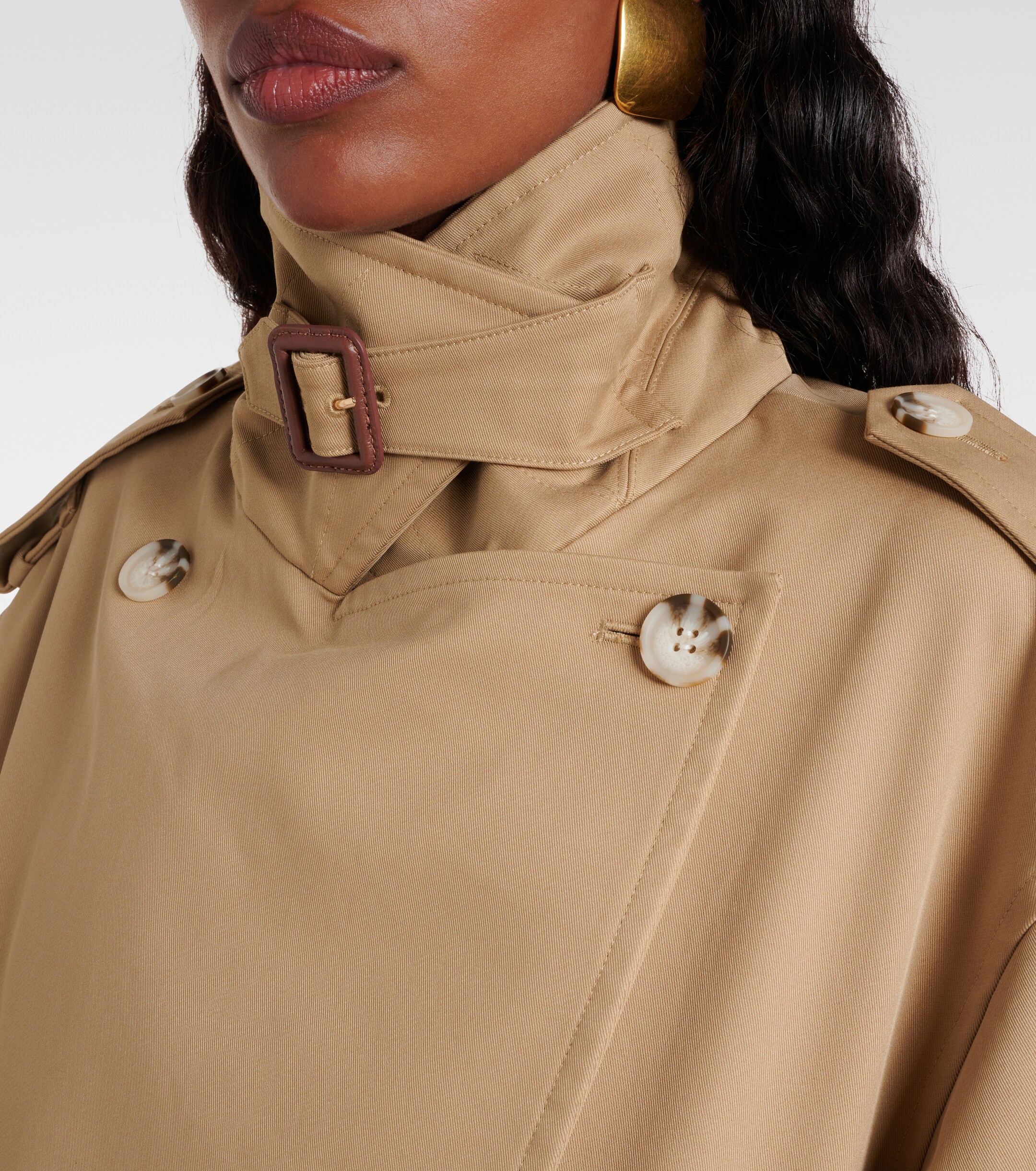 self-portrait Cropped gabardine trench coat thumbnail
