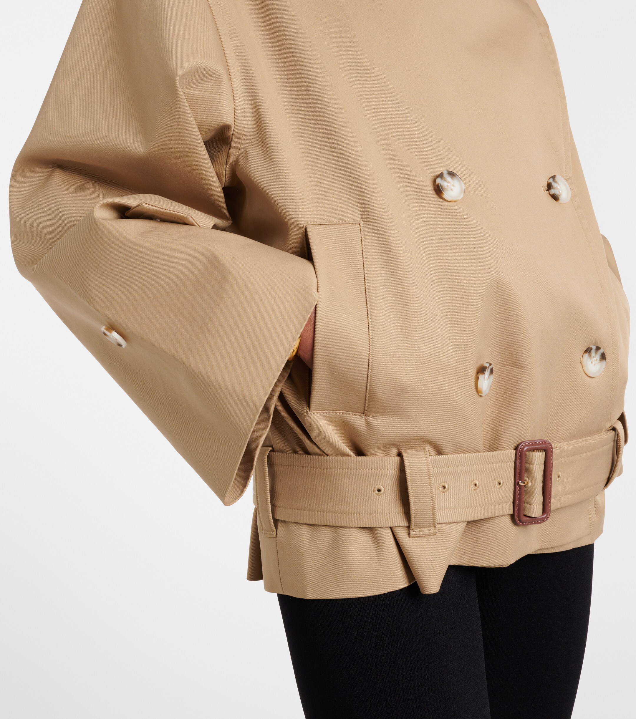 self-portrait Cropped gabardine trench coat thumbnail