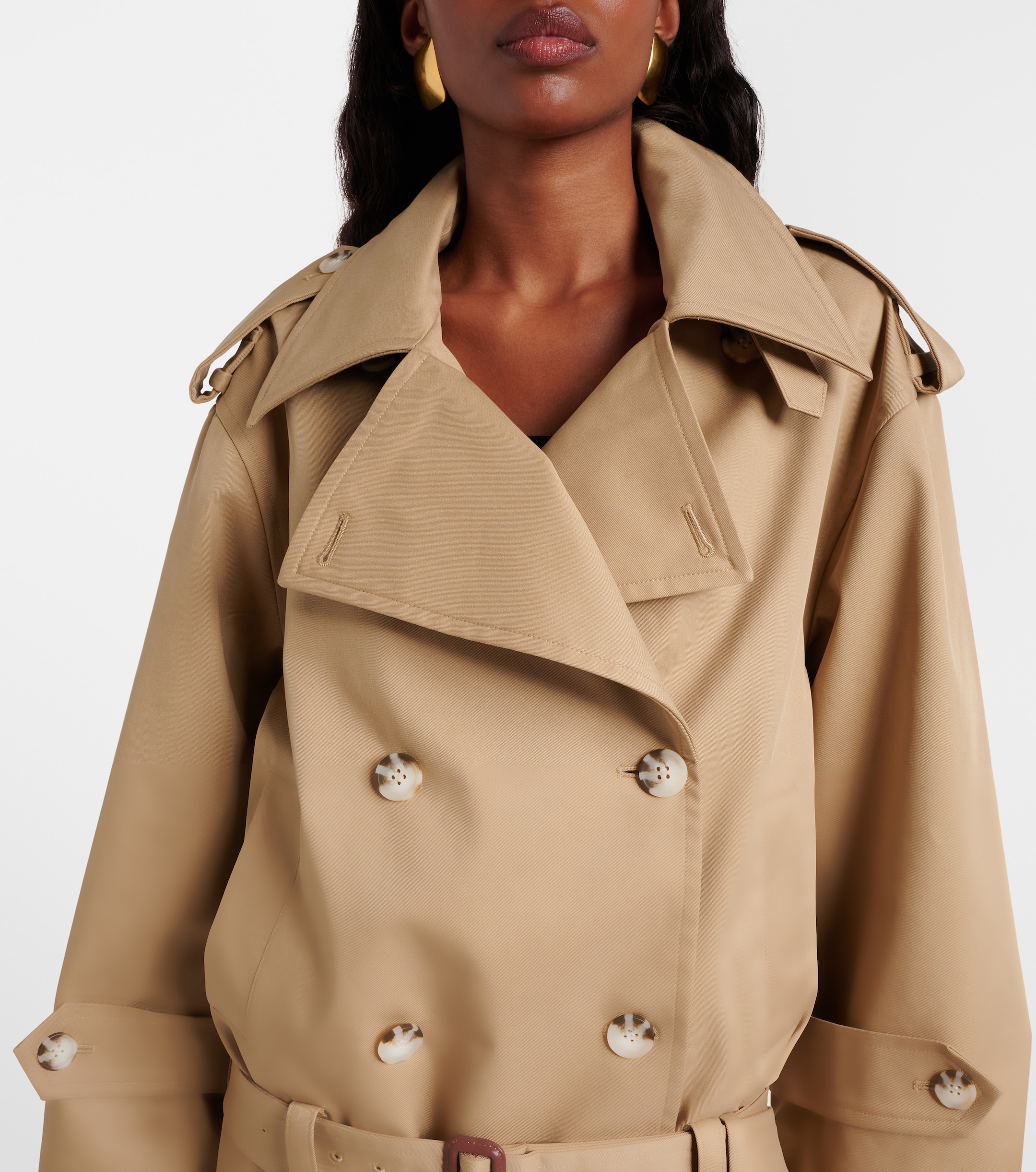 self-portrait Cropped gabardine trench coat thumbnail