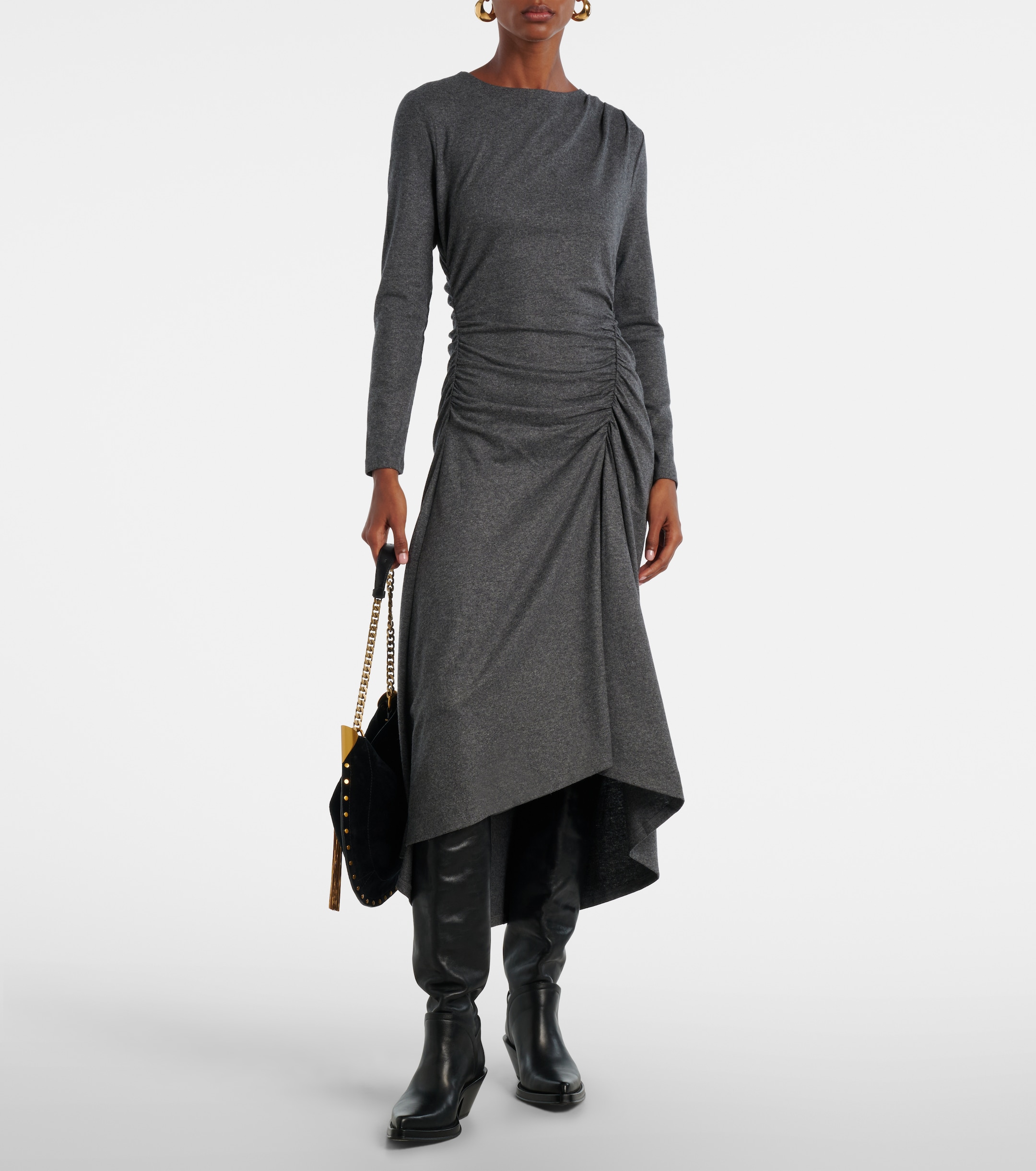 Veronica Beard Theodora ruched wool-blend midi dress