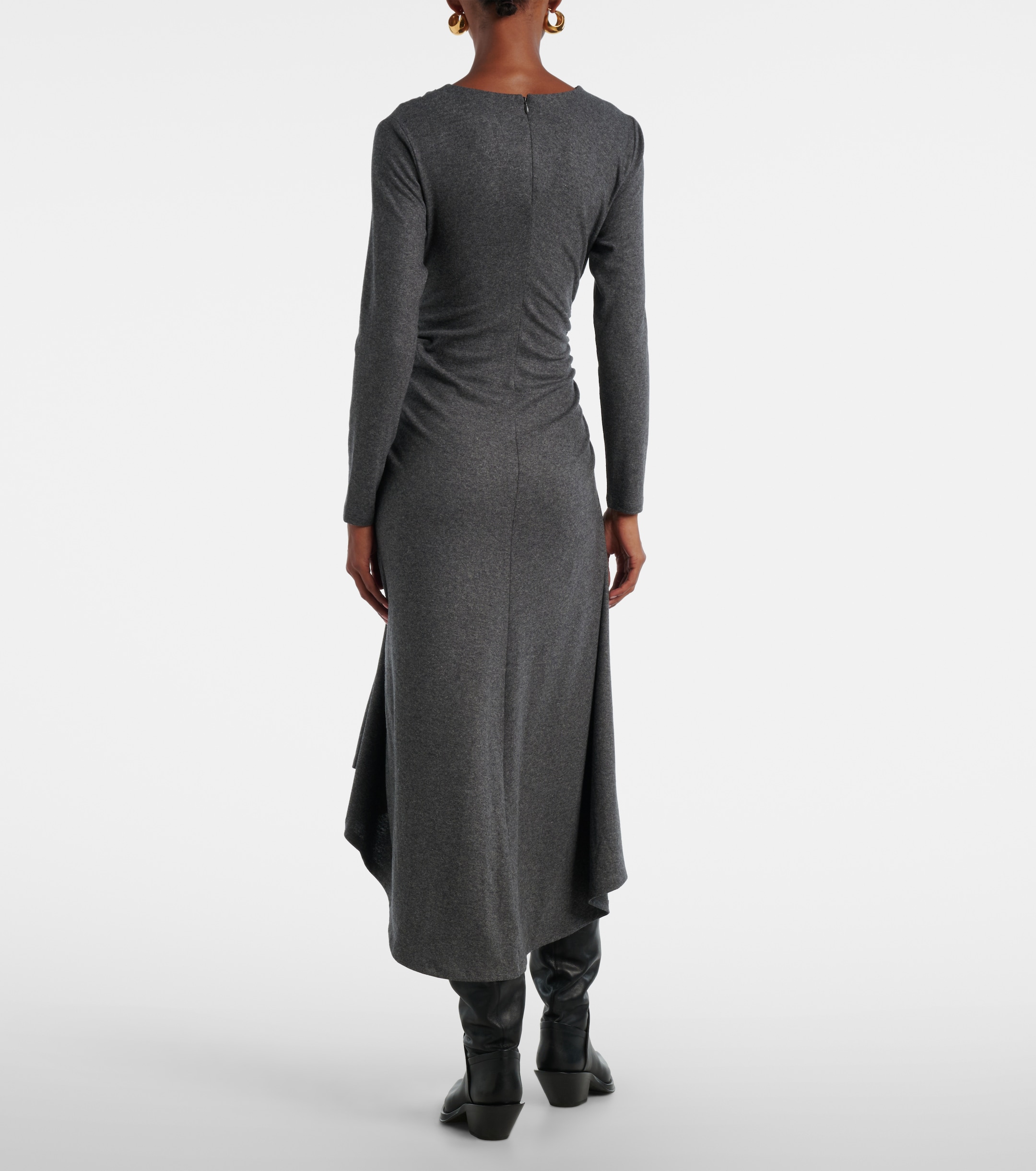 Veronica Beard Theodora ruched wool-blend midi dress thumbnail