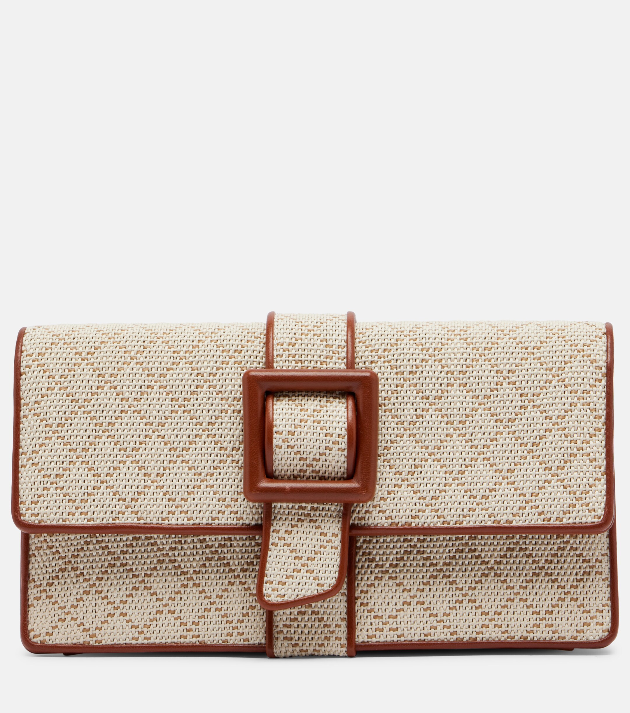MANOLO BLAHNIK Maycap raffia-effect clutch