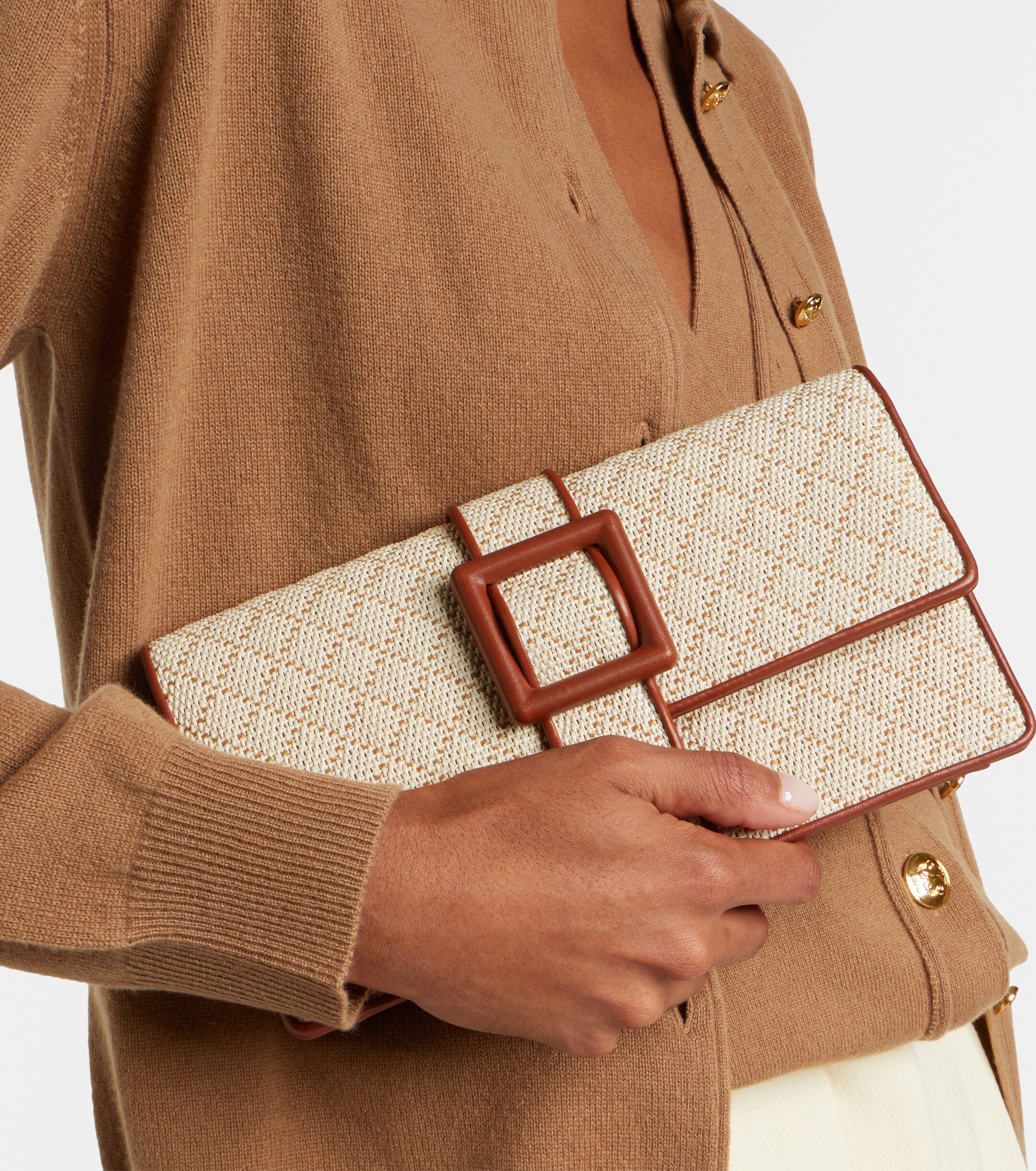 MANOLO BLAHNIK Maycap raffia-effect clutch