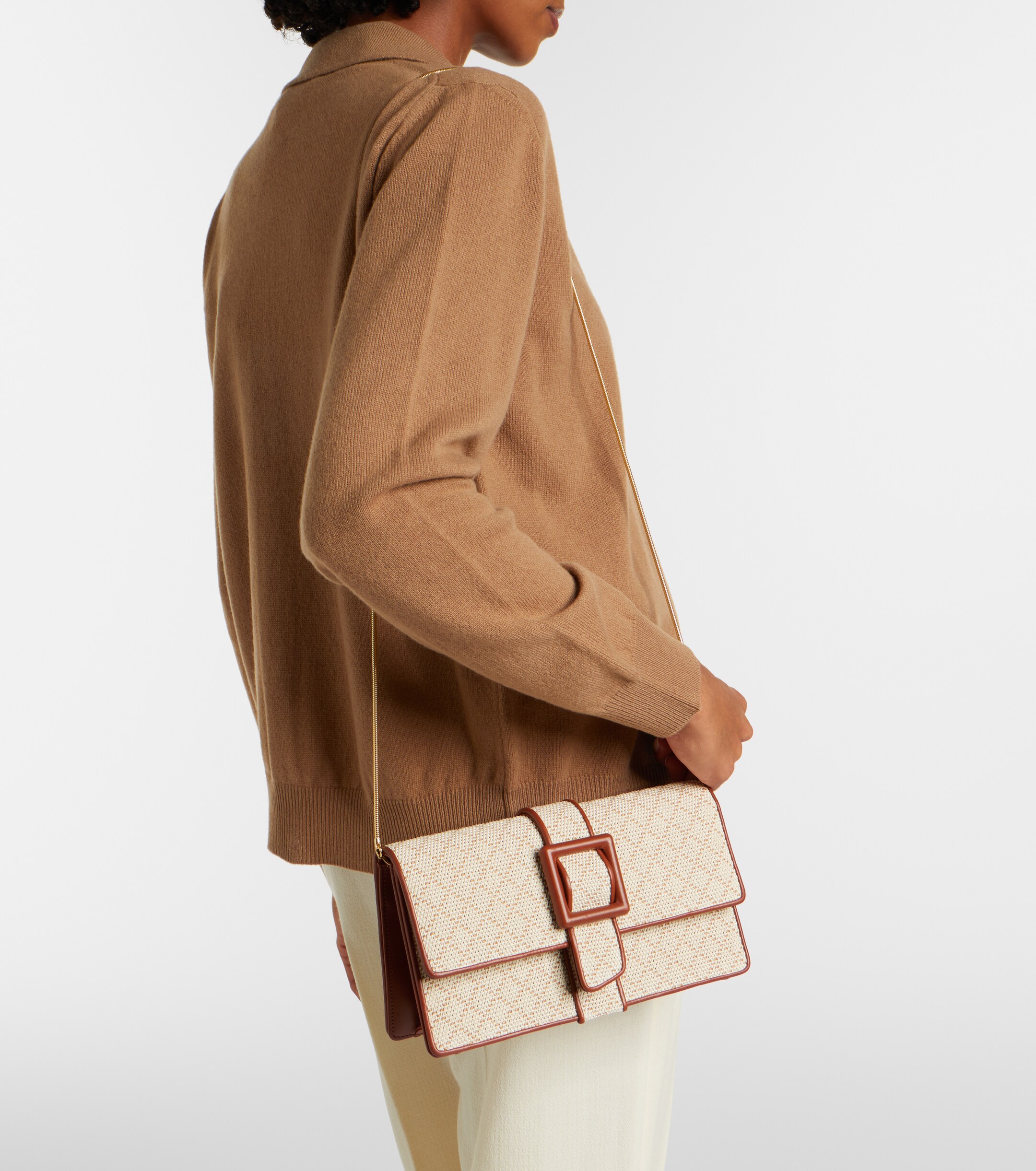 MANOLO BLAHNIK Maycap raffia-effect clutch