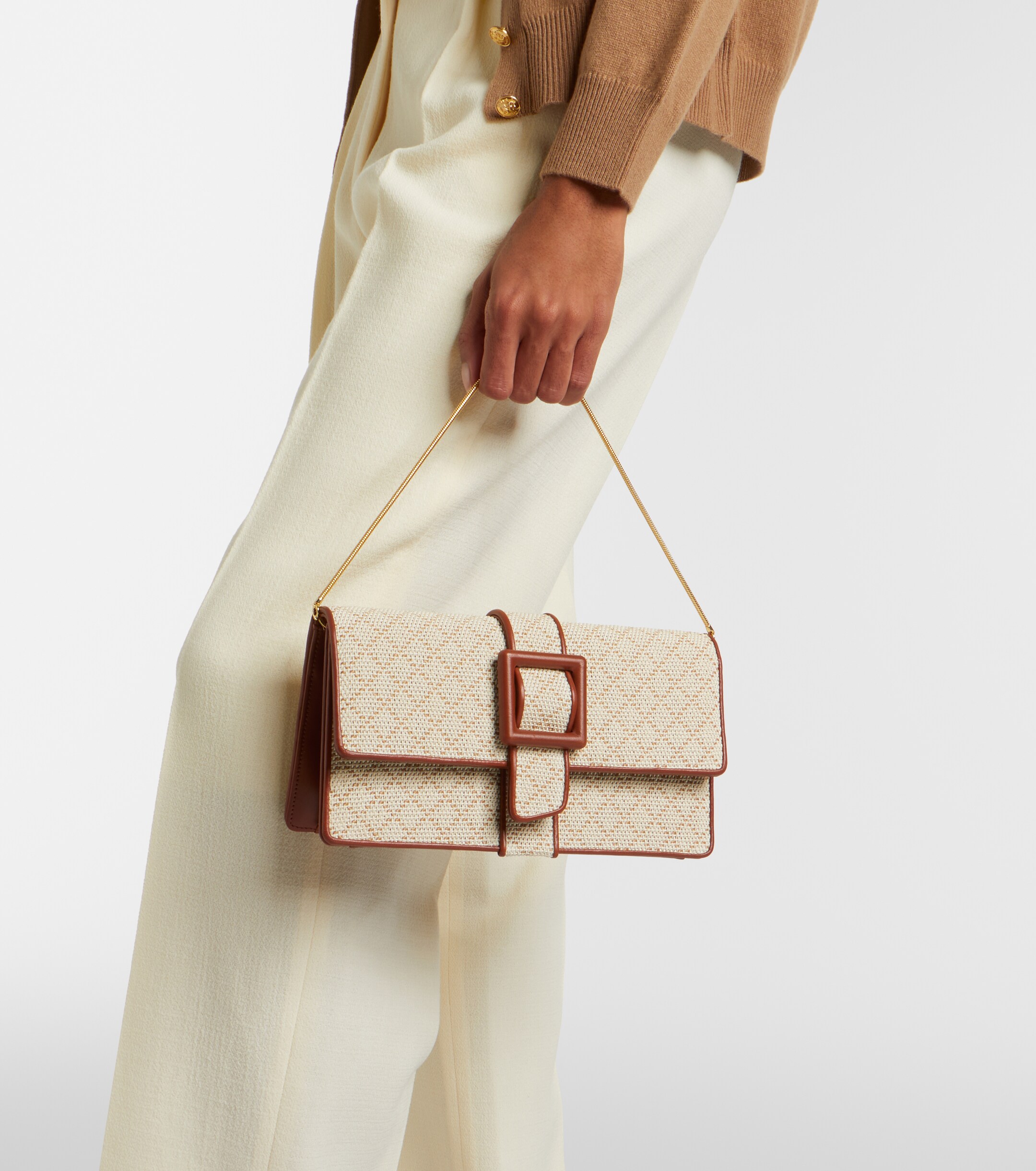 MANOLO BLAHNIK Maycap raffia-effect clutch