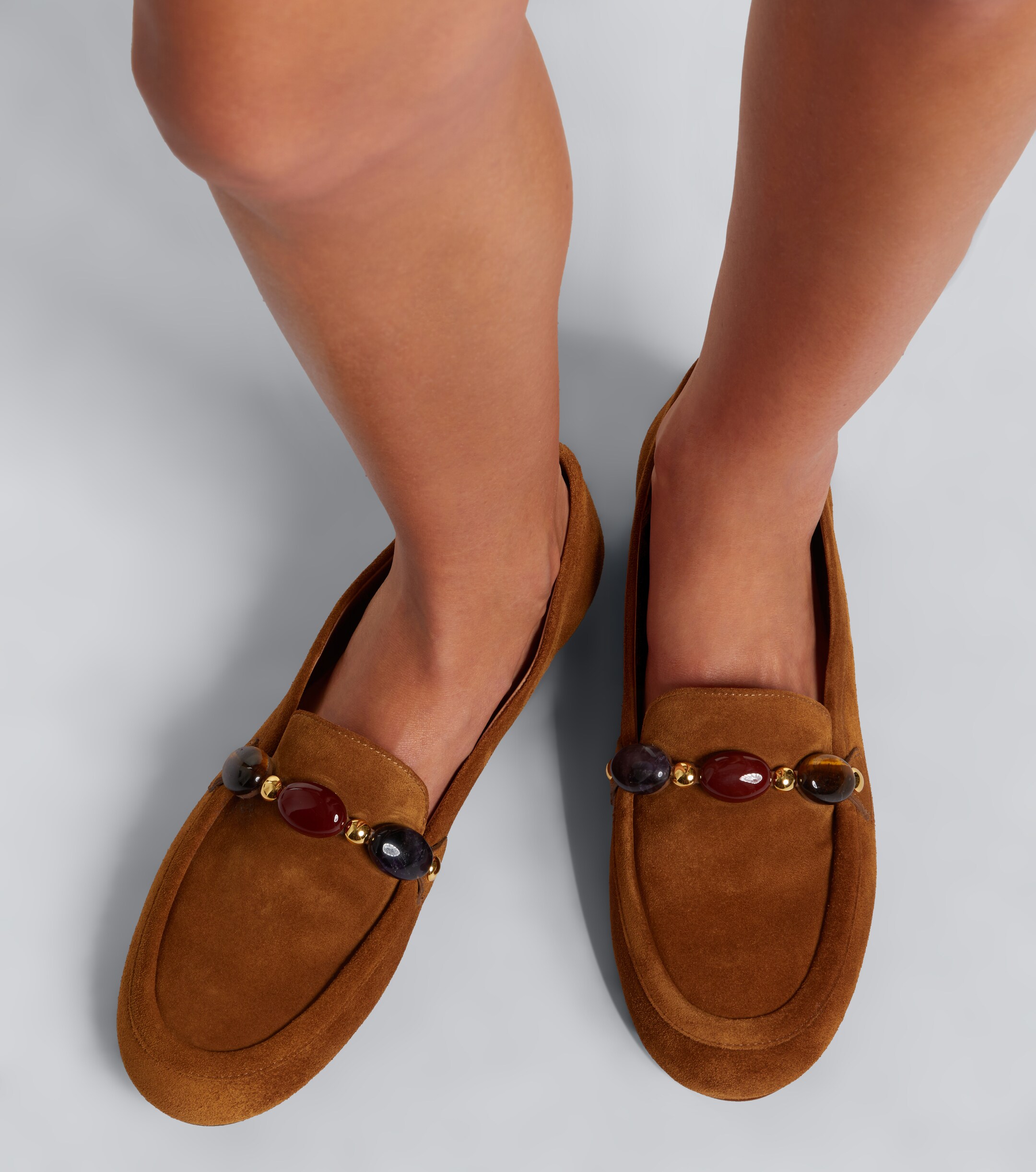 GIANVITO ROSSI Gianvito Rossi Embellished suede loafers