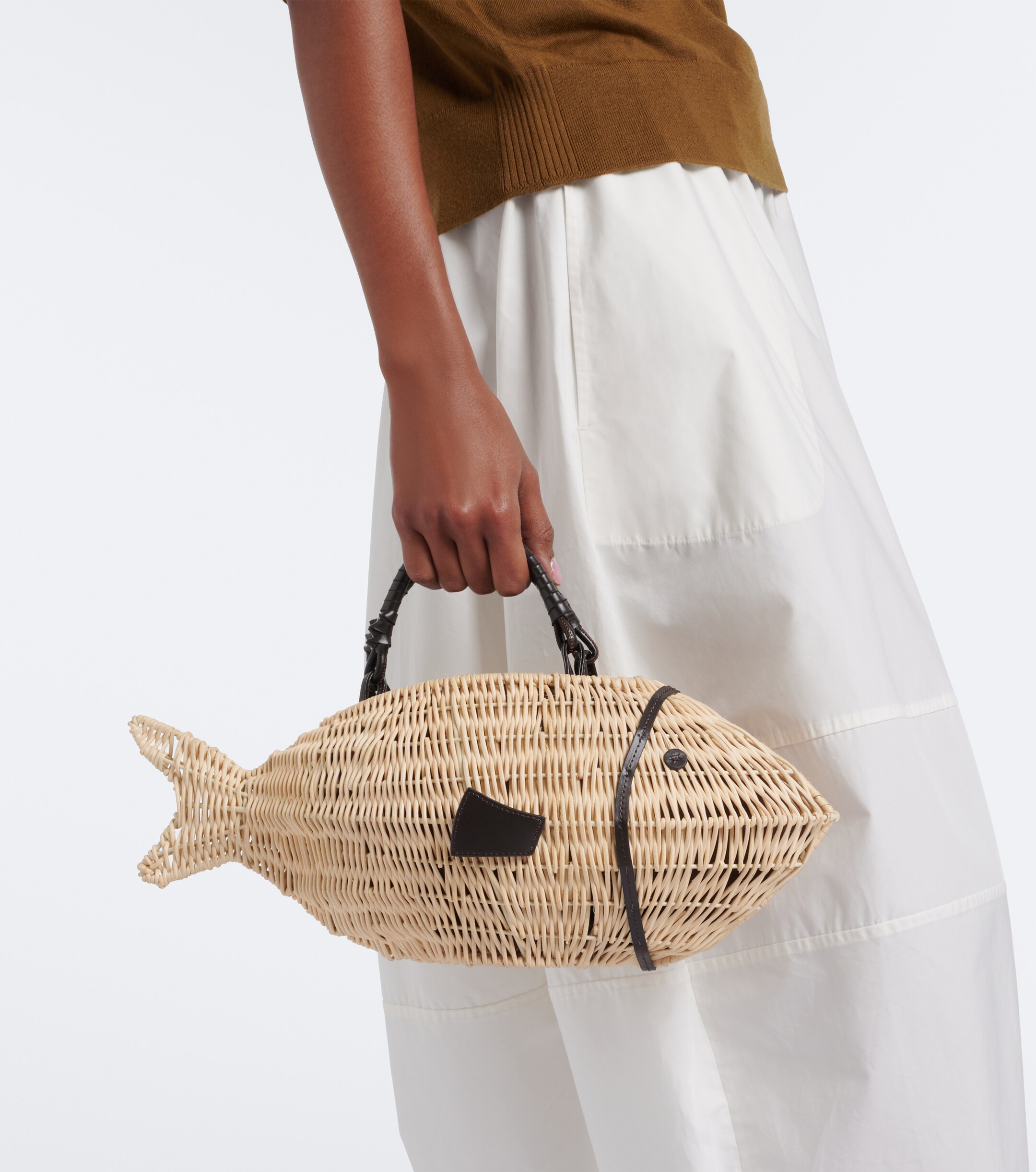 Staud Cleo Small wicker top-handle bag