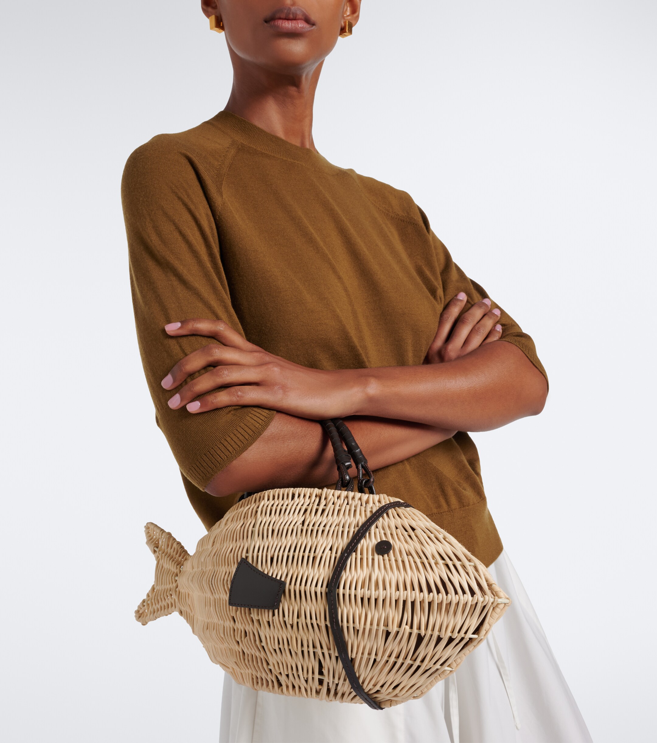 Staud Cleo Small wicker top-handle bag