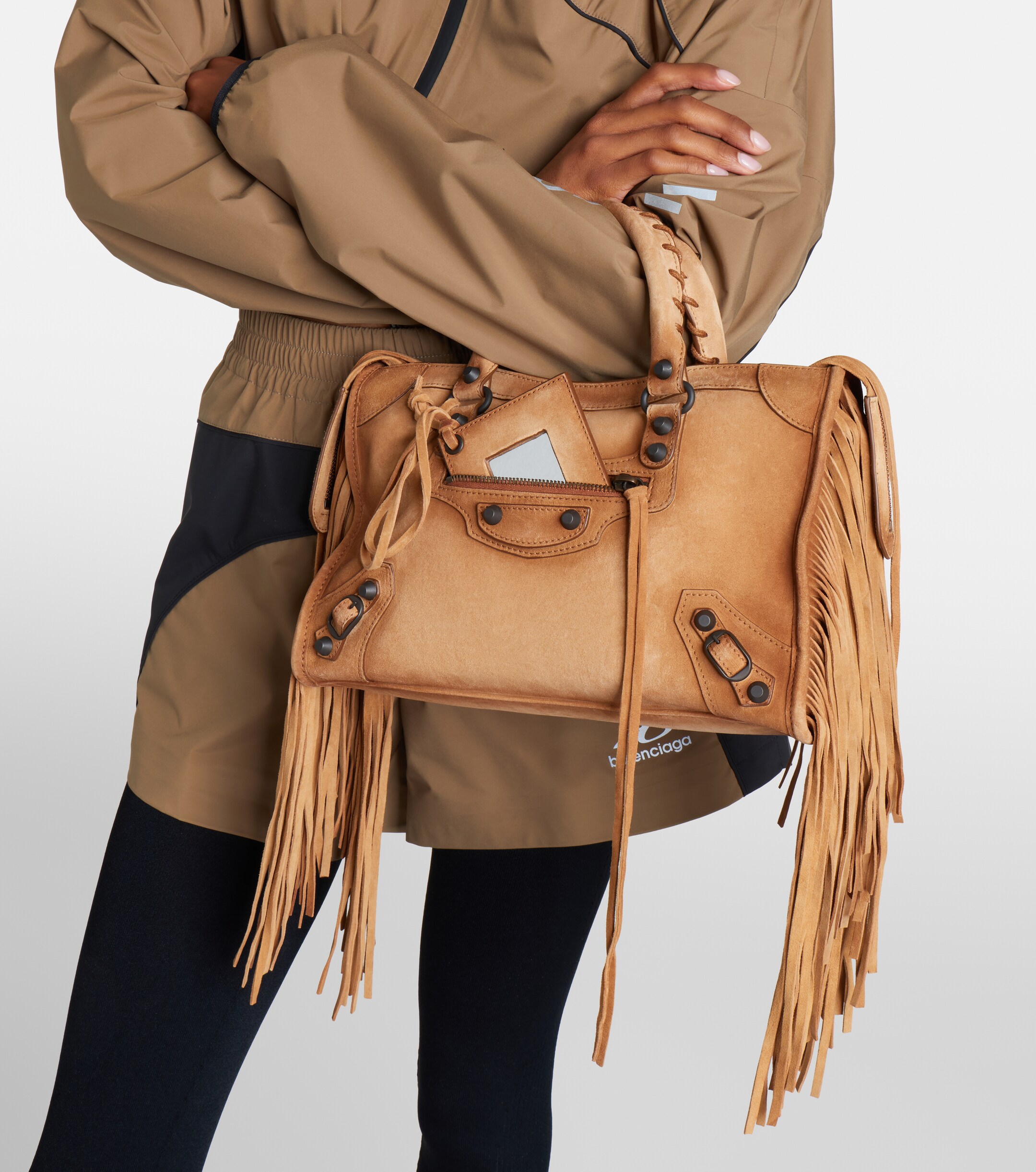Balenciaga Le City Small suede top-handle bag