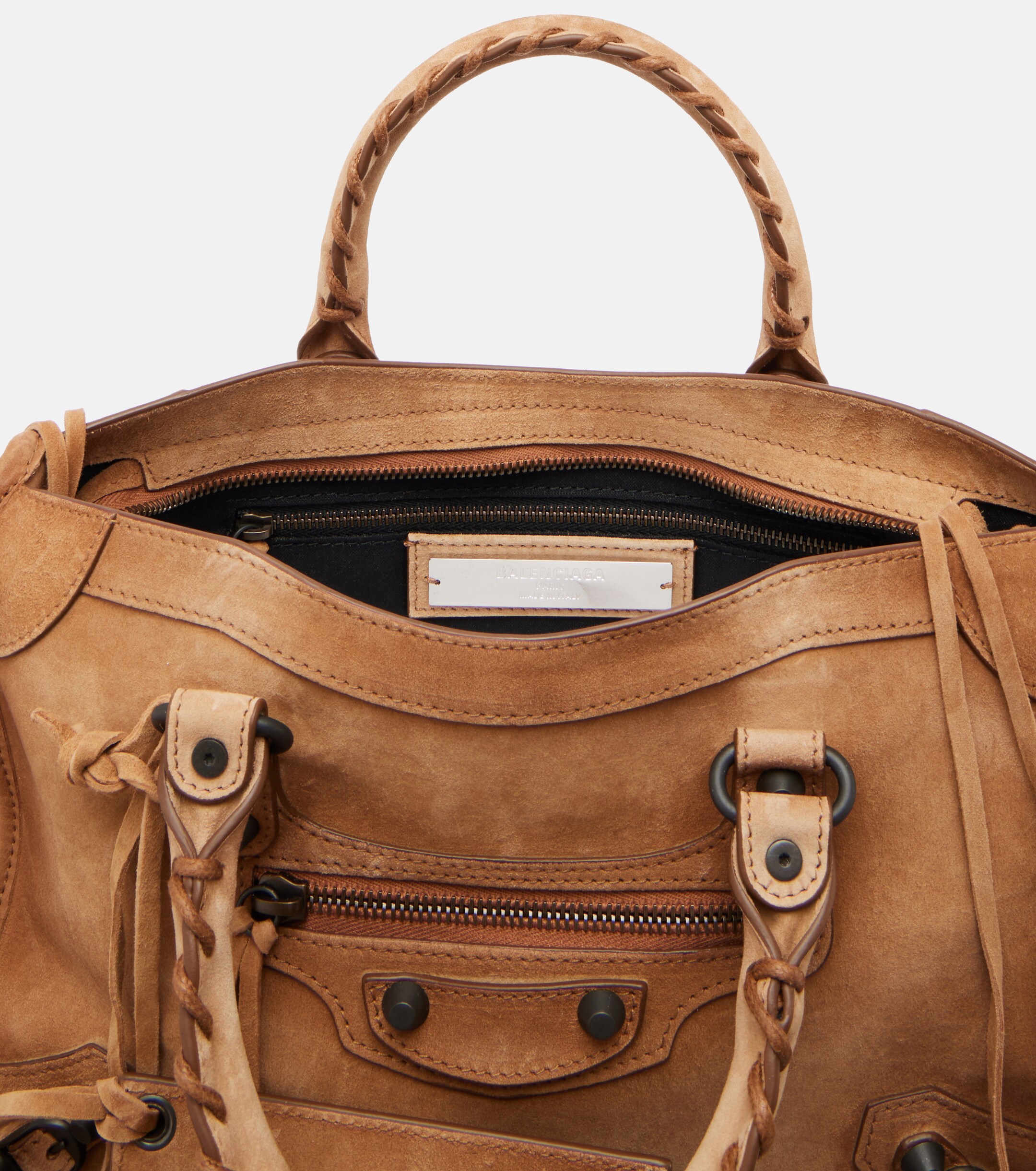 Balenciaga Le City Small suede top-handle bag