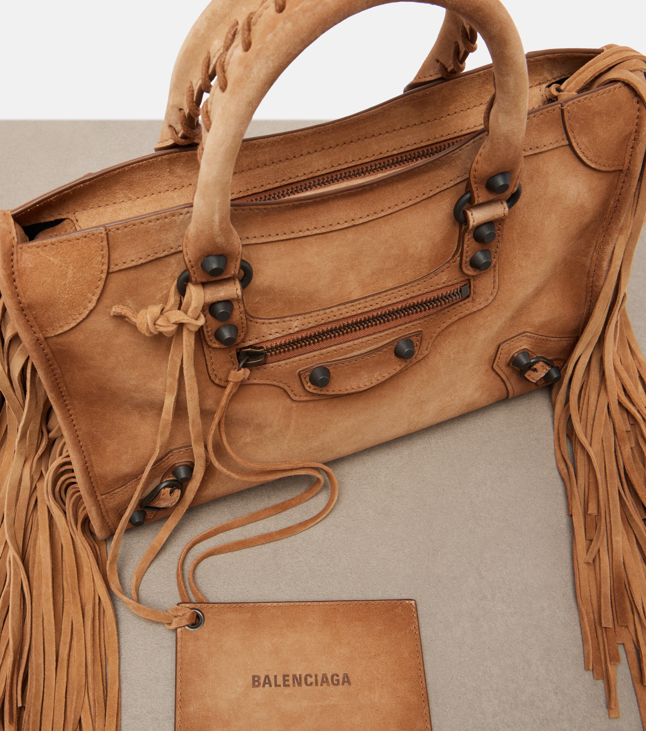 Balenciaga Le City Small suede top-handle bag