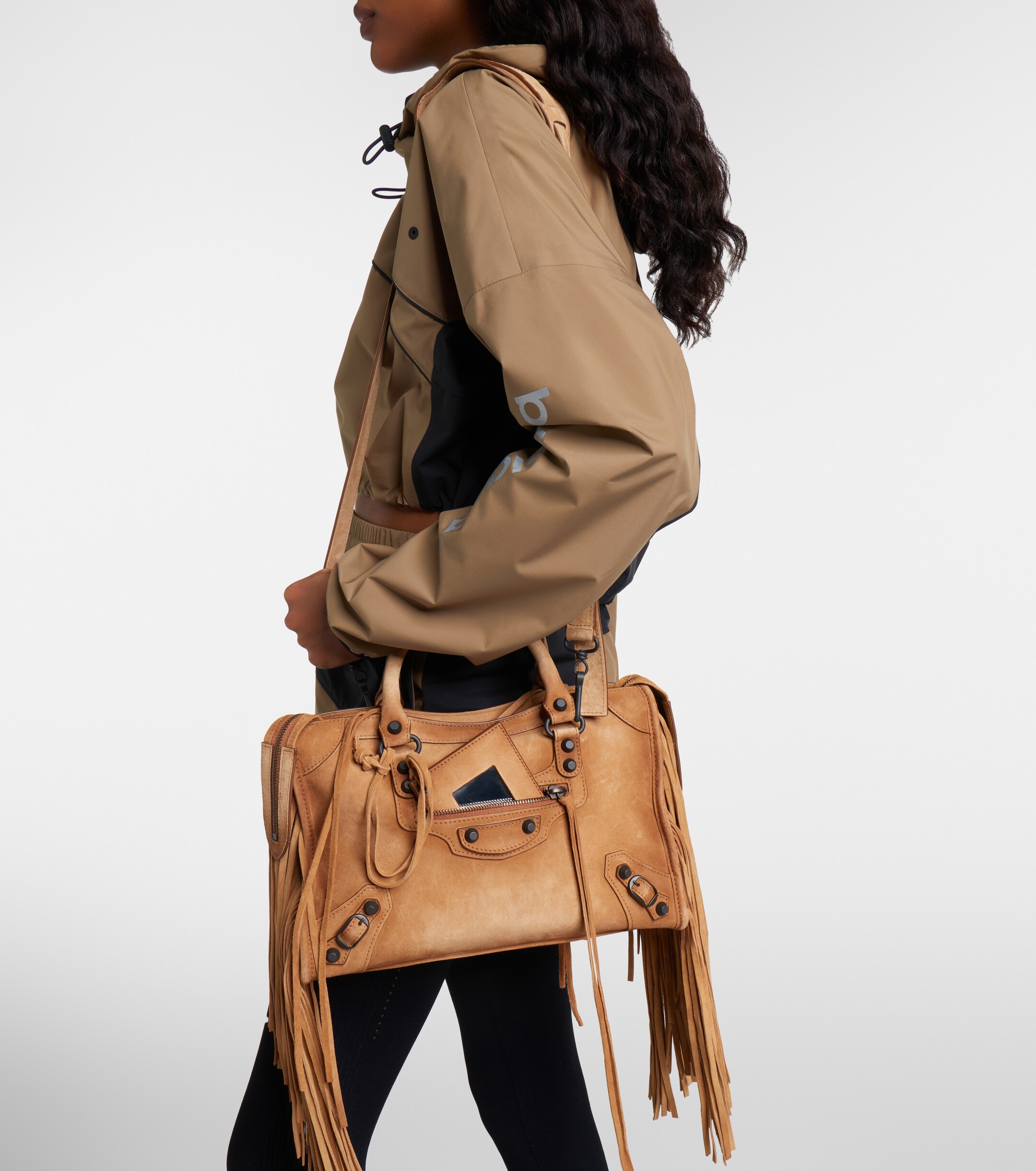 Balenciaga Le City Small suede top-handle bag