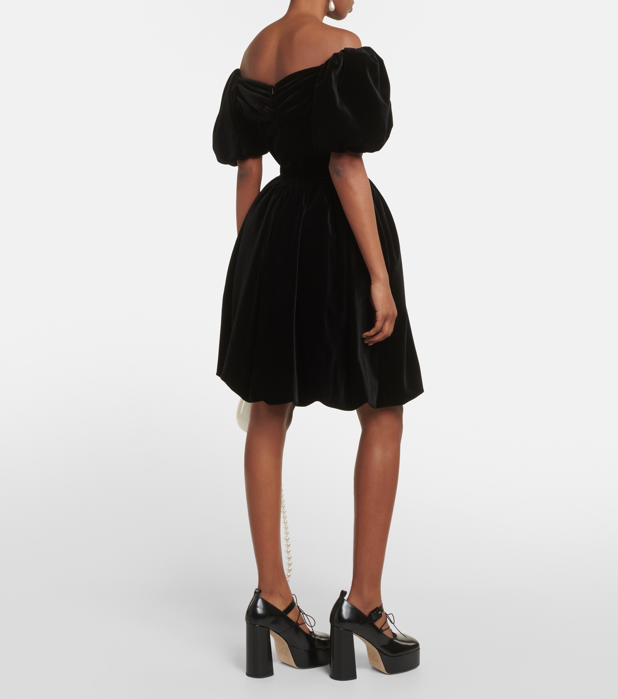 Simone Rocha Off-shoulder velvet mini dress thumbnail