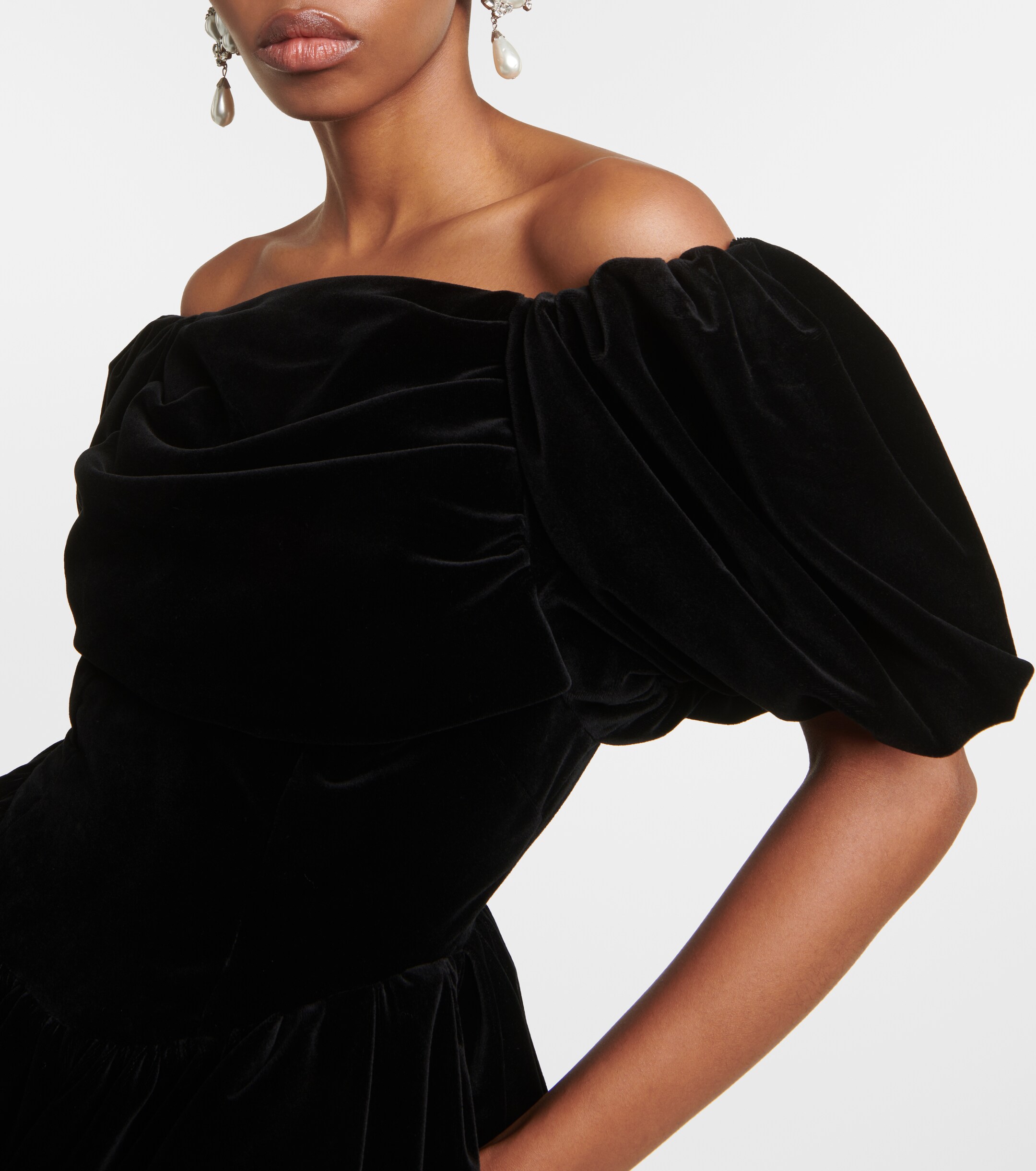Simone Rocha Off-shoulder velvet mini dress thumbnail