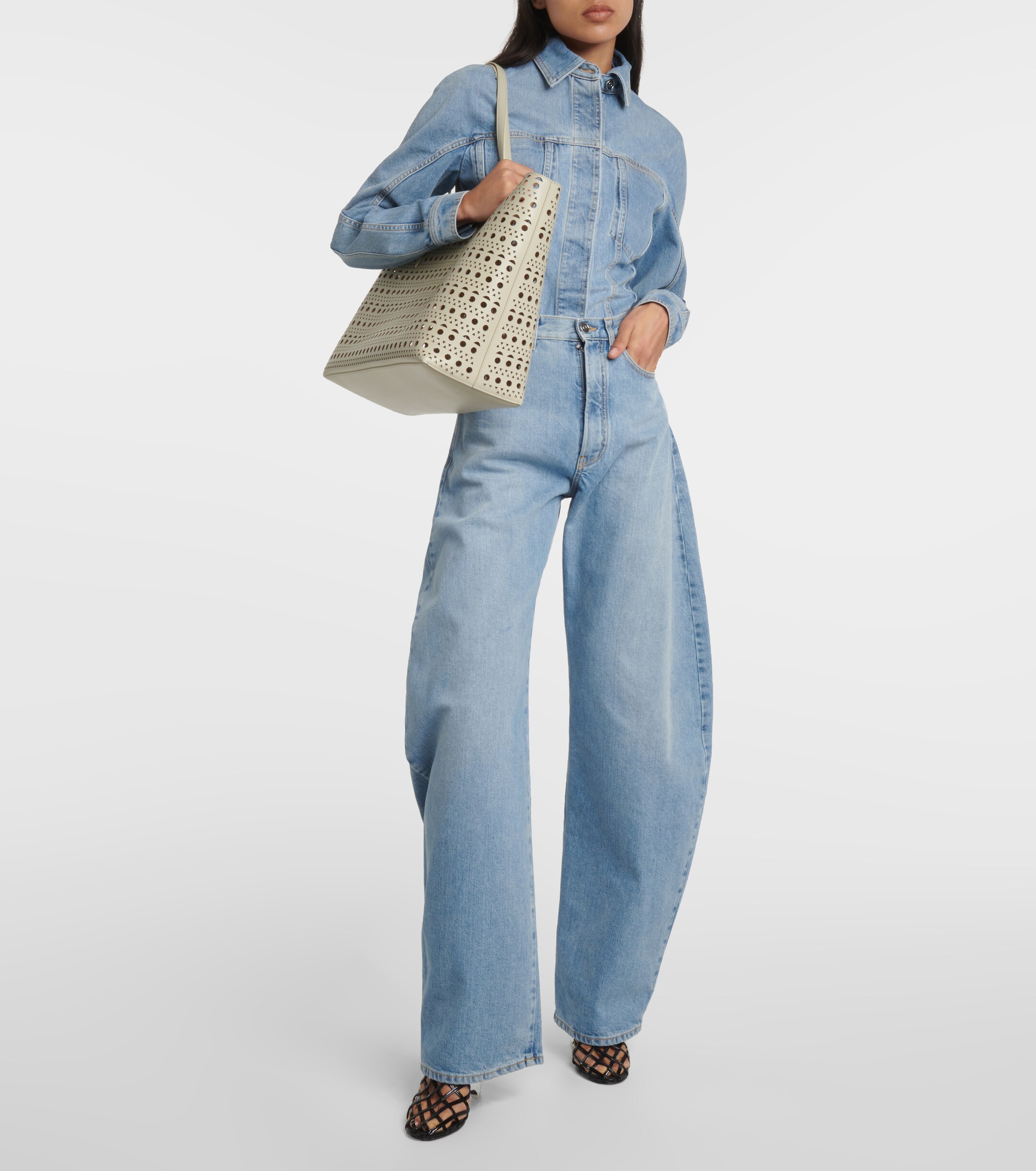 Alaïa Mina 44 Vienne Wave leather tote bag