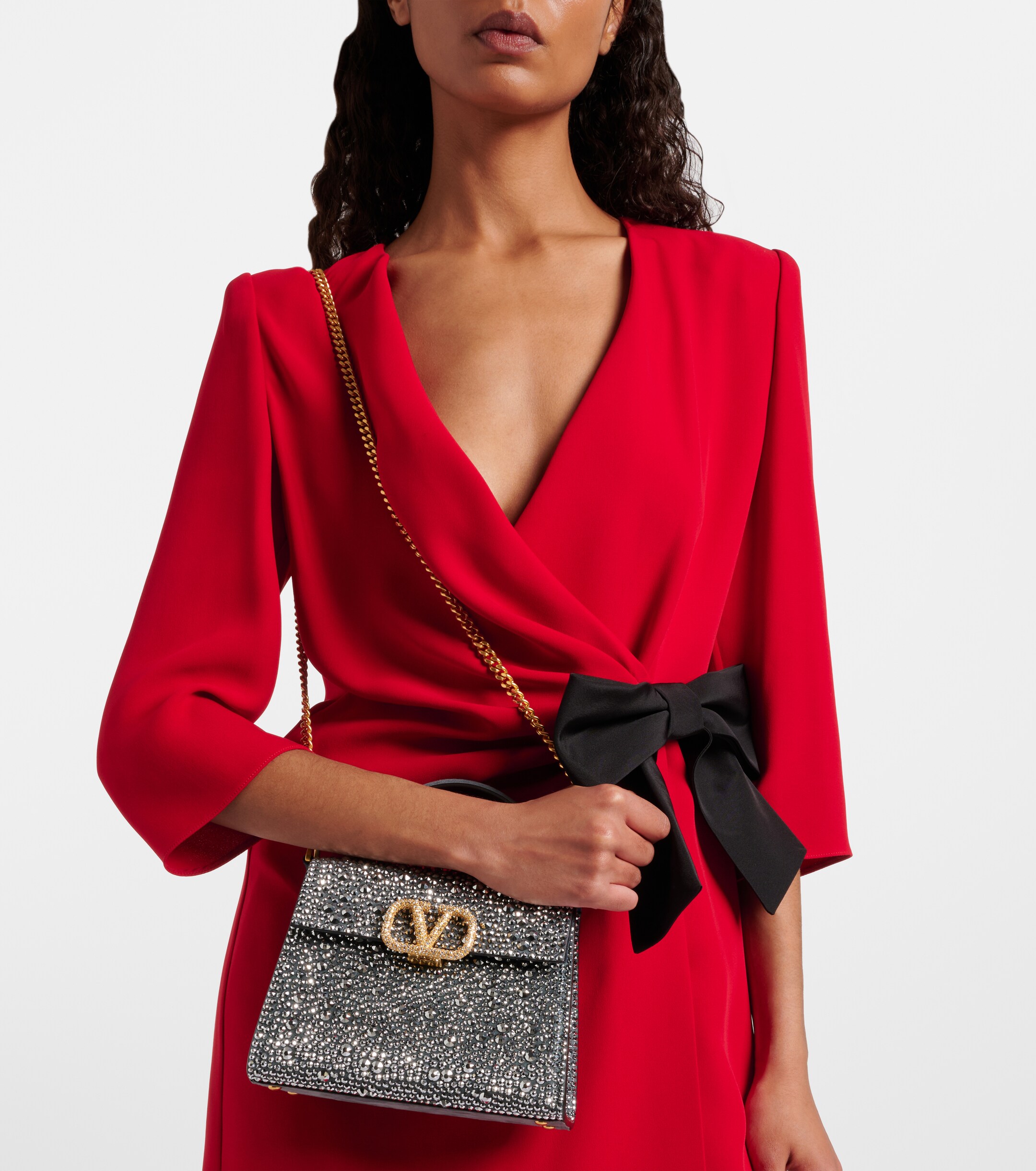 Valentino Garavani VSling Small embellished suede tote bag thumbnail