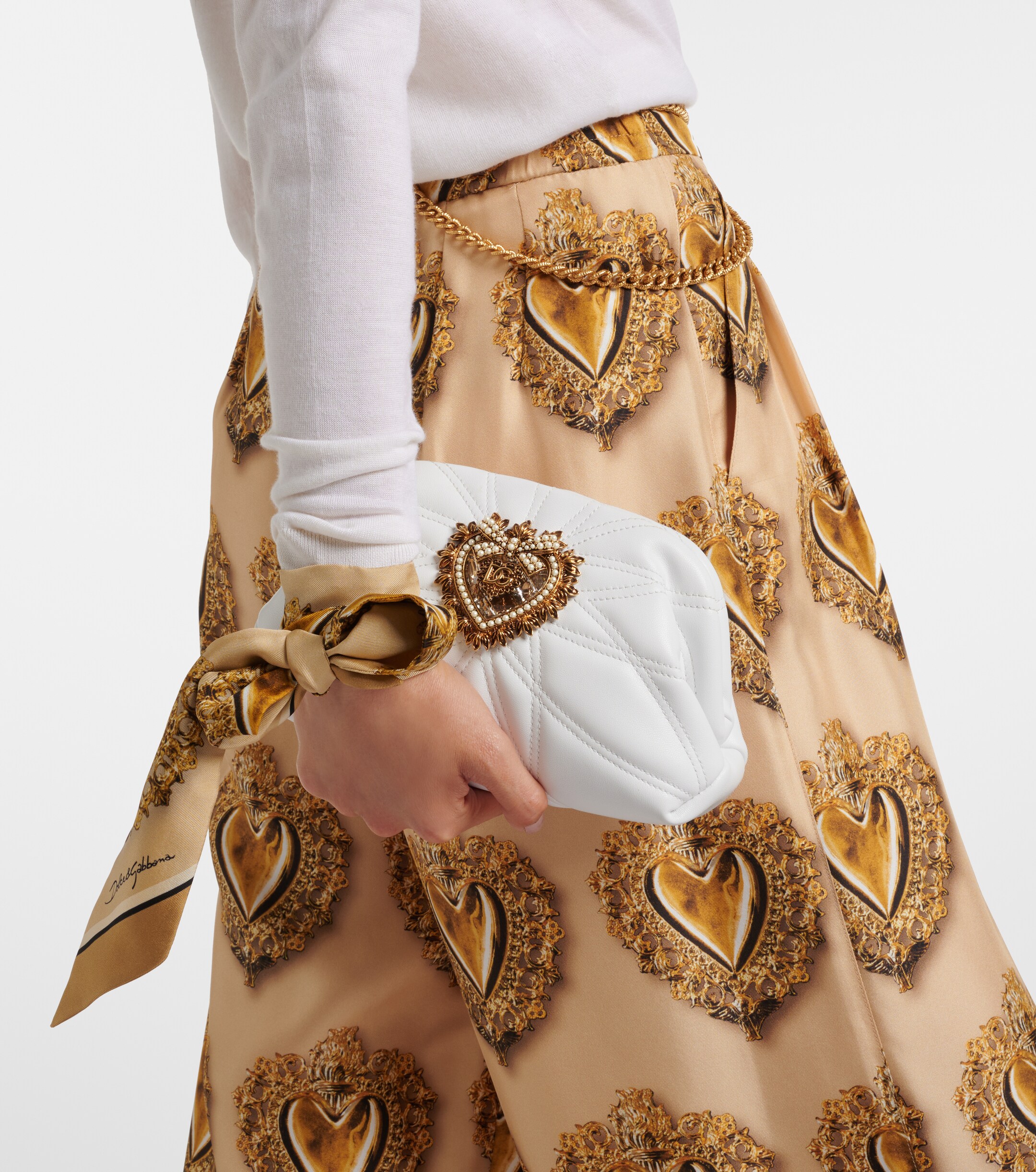 Dolce&Gabbana Devotion Small embellished leather clutch