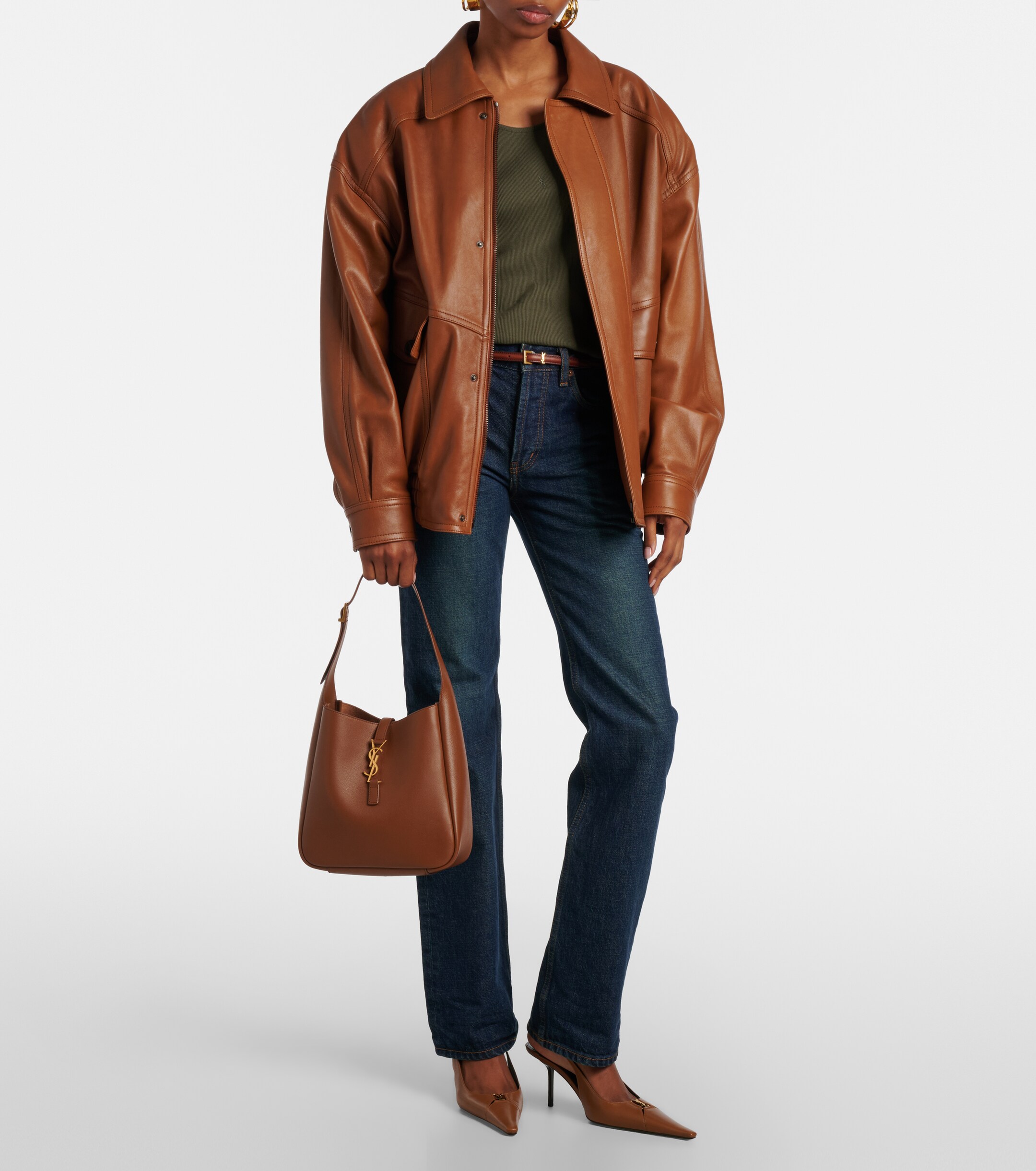 Saint Laurent Le 5 à 7 Small leather tote bag